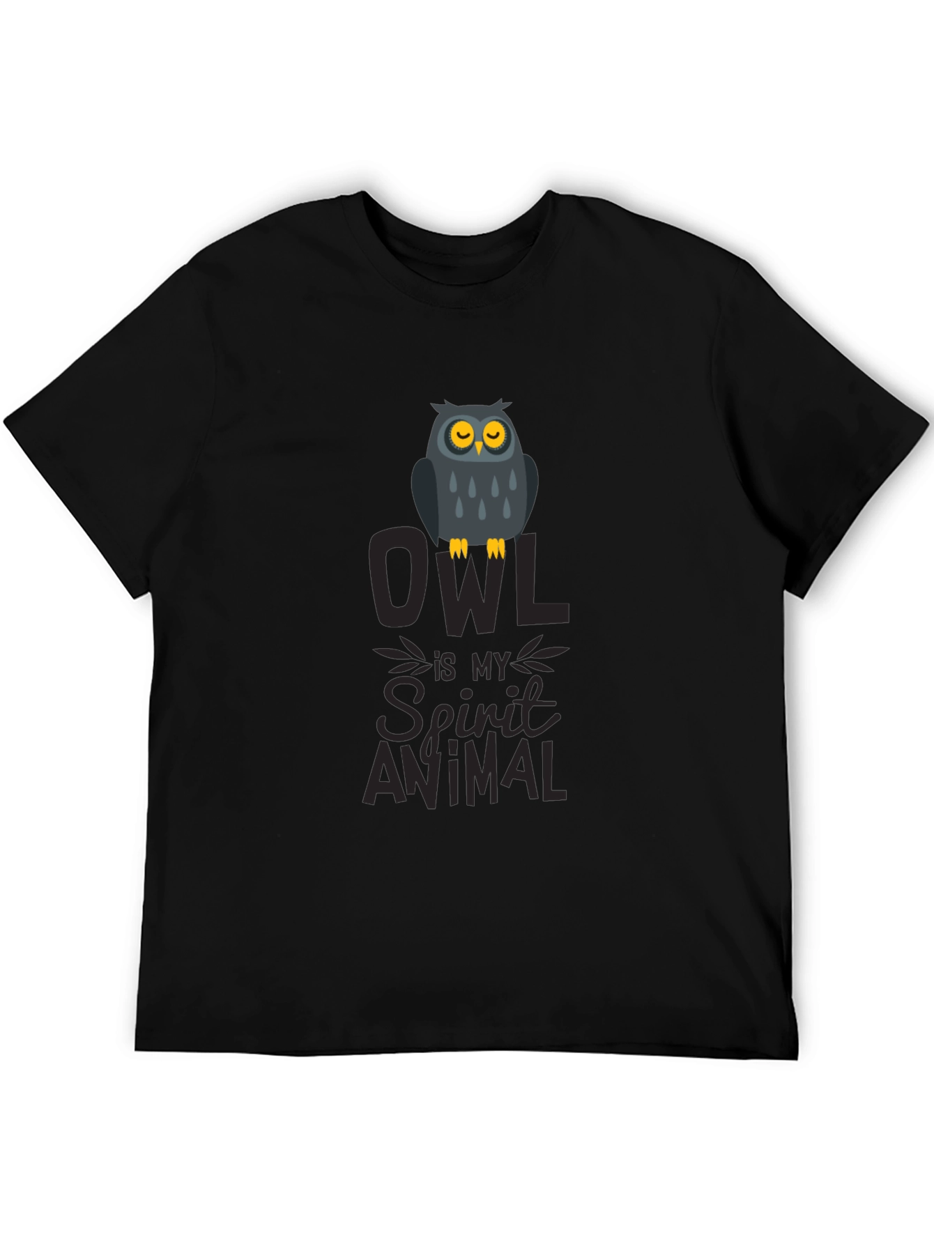 Owl Spirit Animal Graphic Print T-Shirt - Black - 5