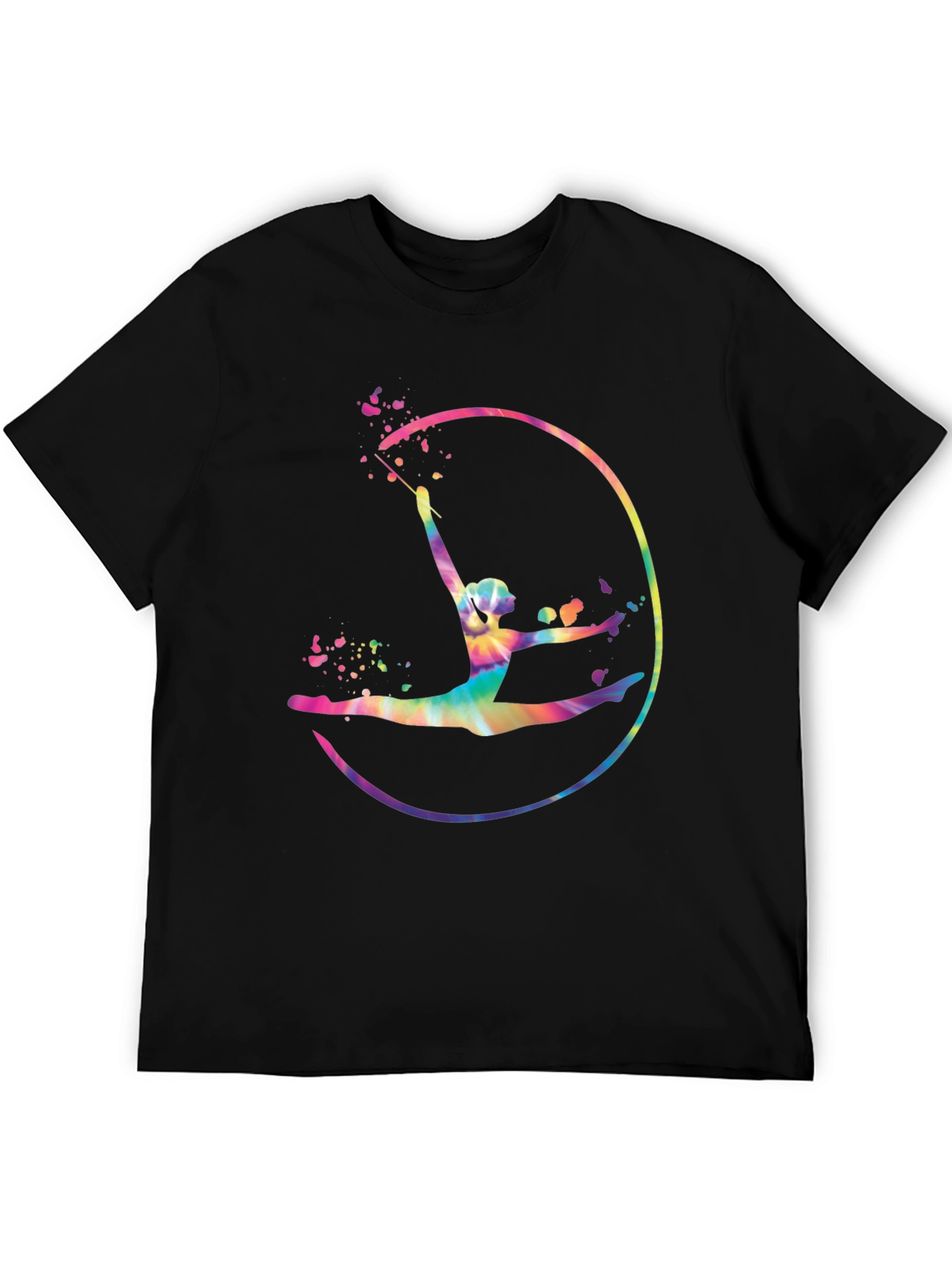 Black Gymnast Tie-Dye Graphic Tee - Black Cotton Blend view 5