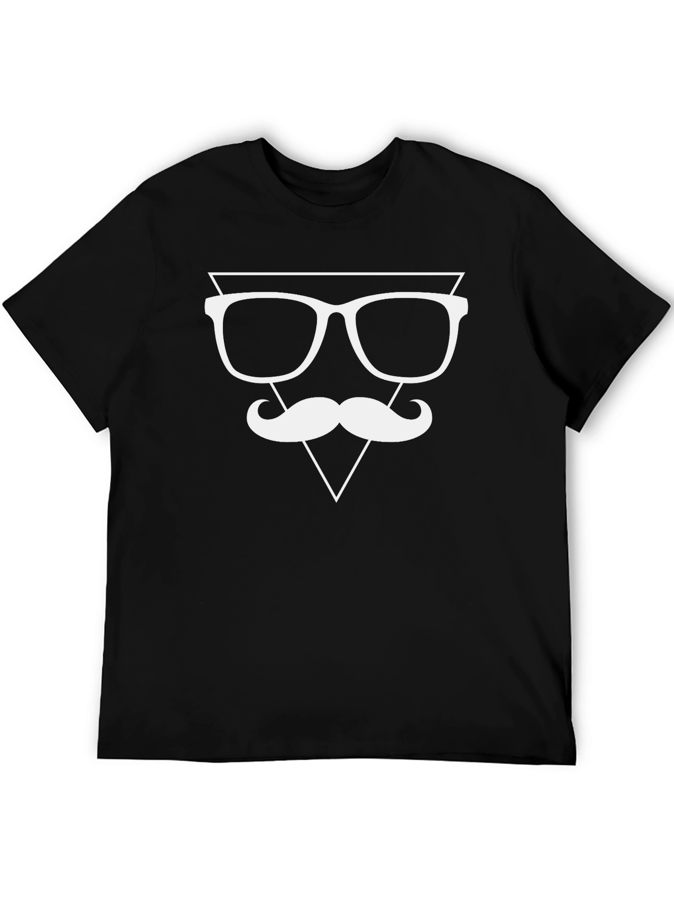 Black Geek Chic T-Shirt - Mustache & Glasses Graphic Tee view 5