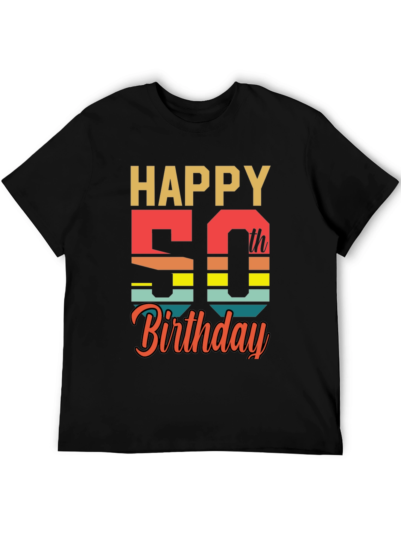 Black Happy 50th Birthday Graphic T-Shirt view 5