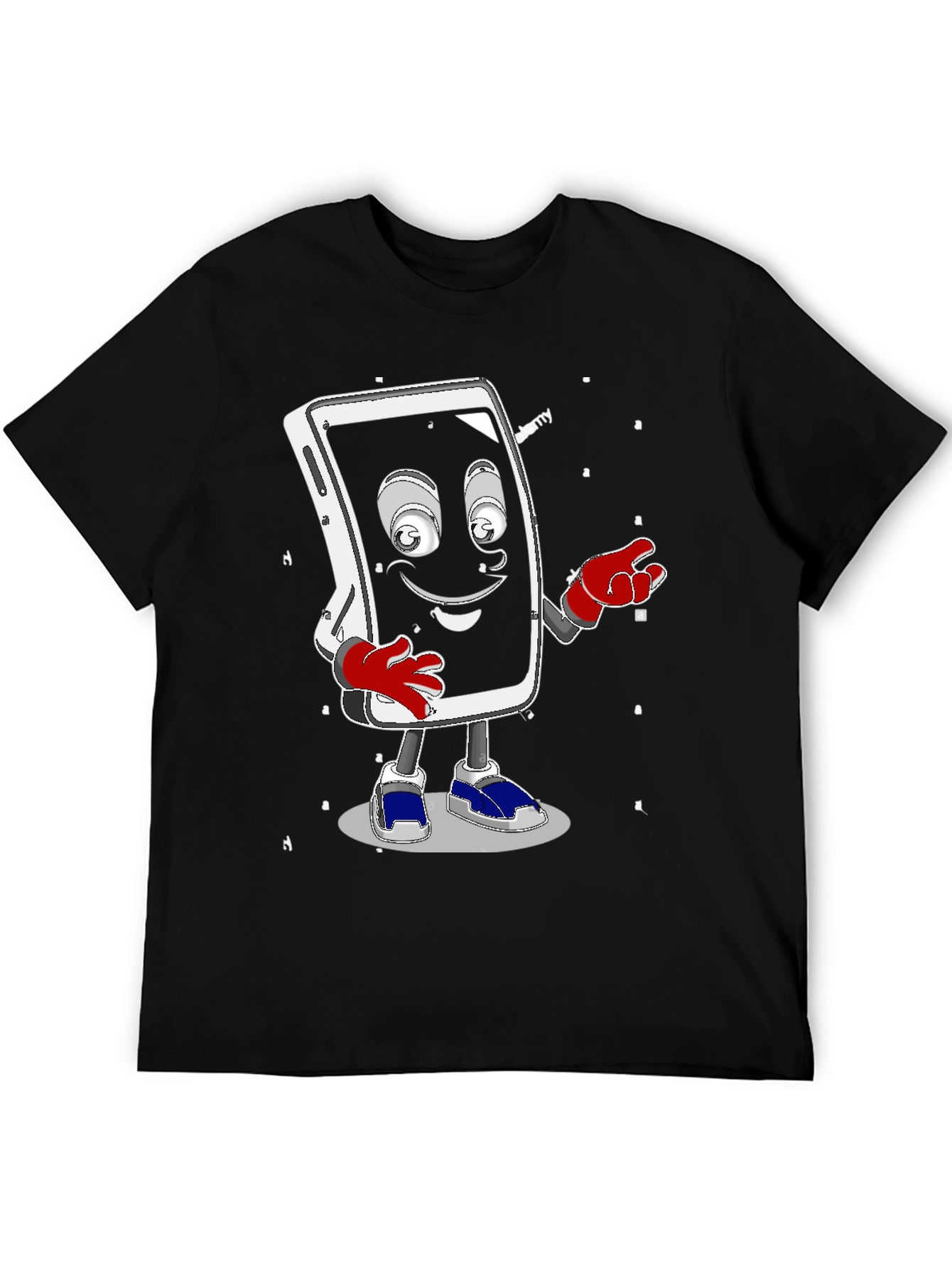 Black Funny Smartphone Character Graphic T-Shirt view 5