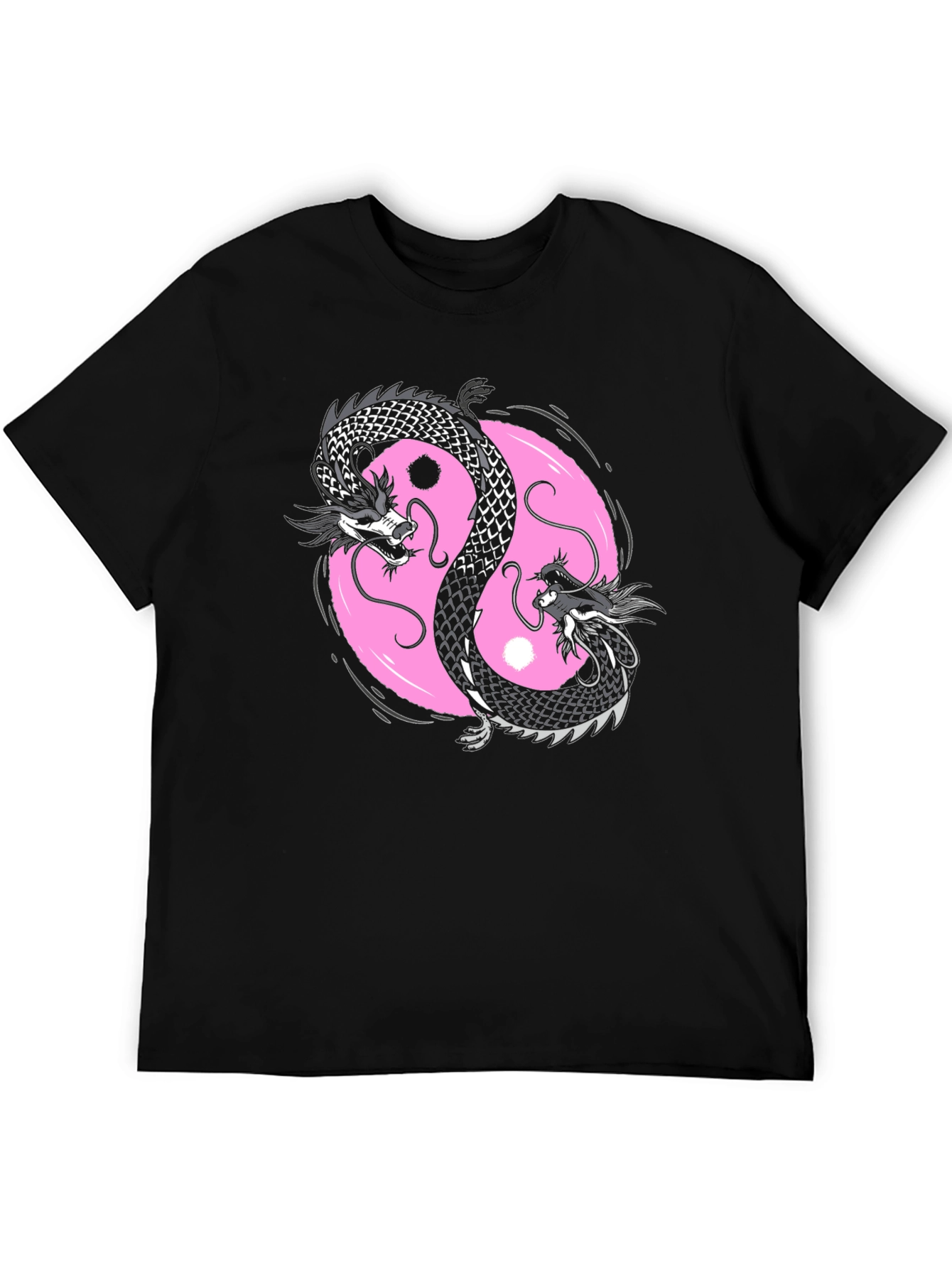 Black Yin Yang Dragon Graphic Tee - Black Cotton Blend view 5