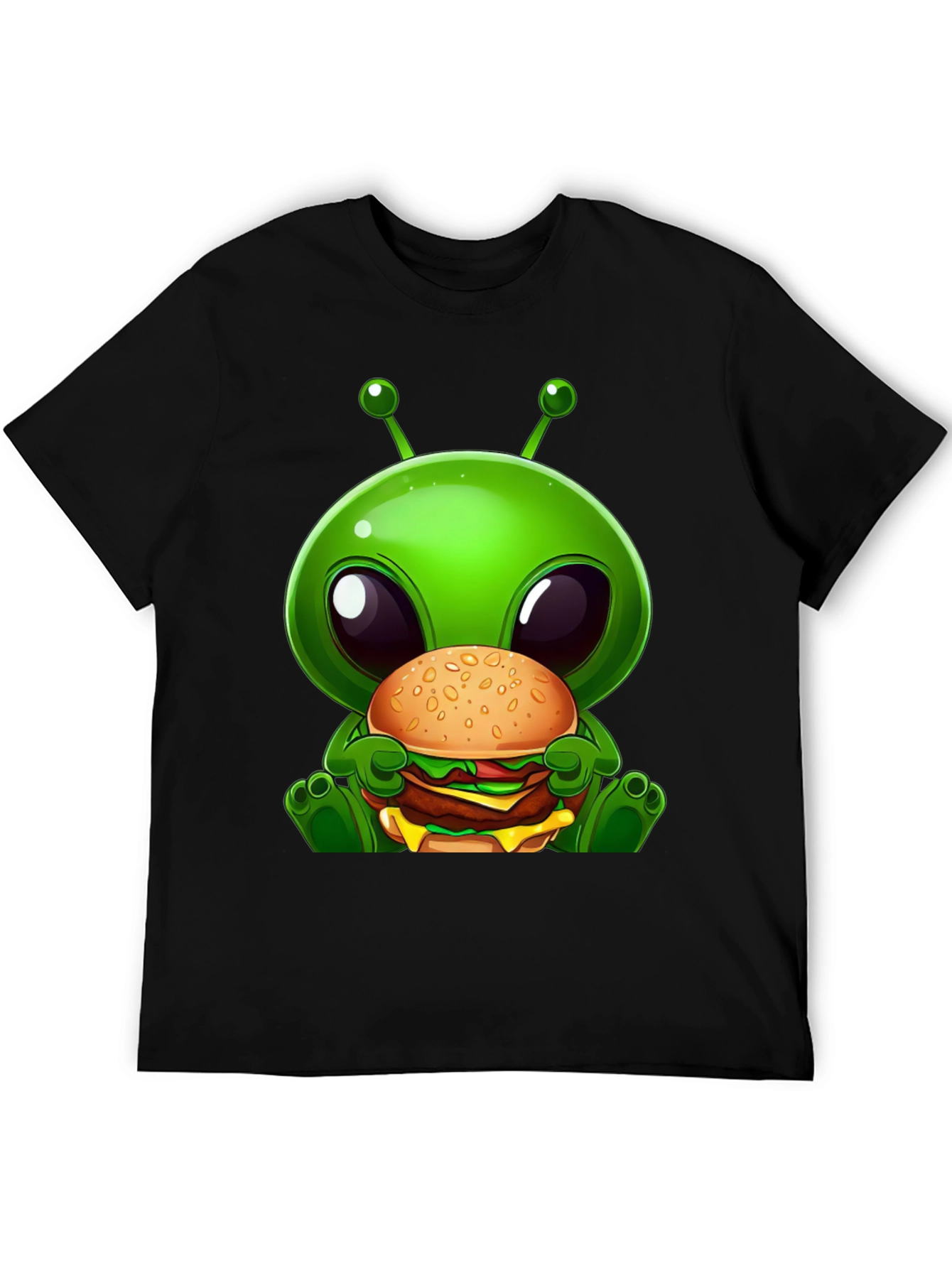 Black Alien Burger Graphic T-Shirt view 5