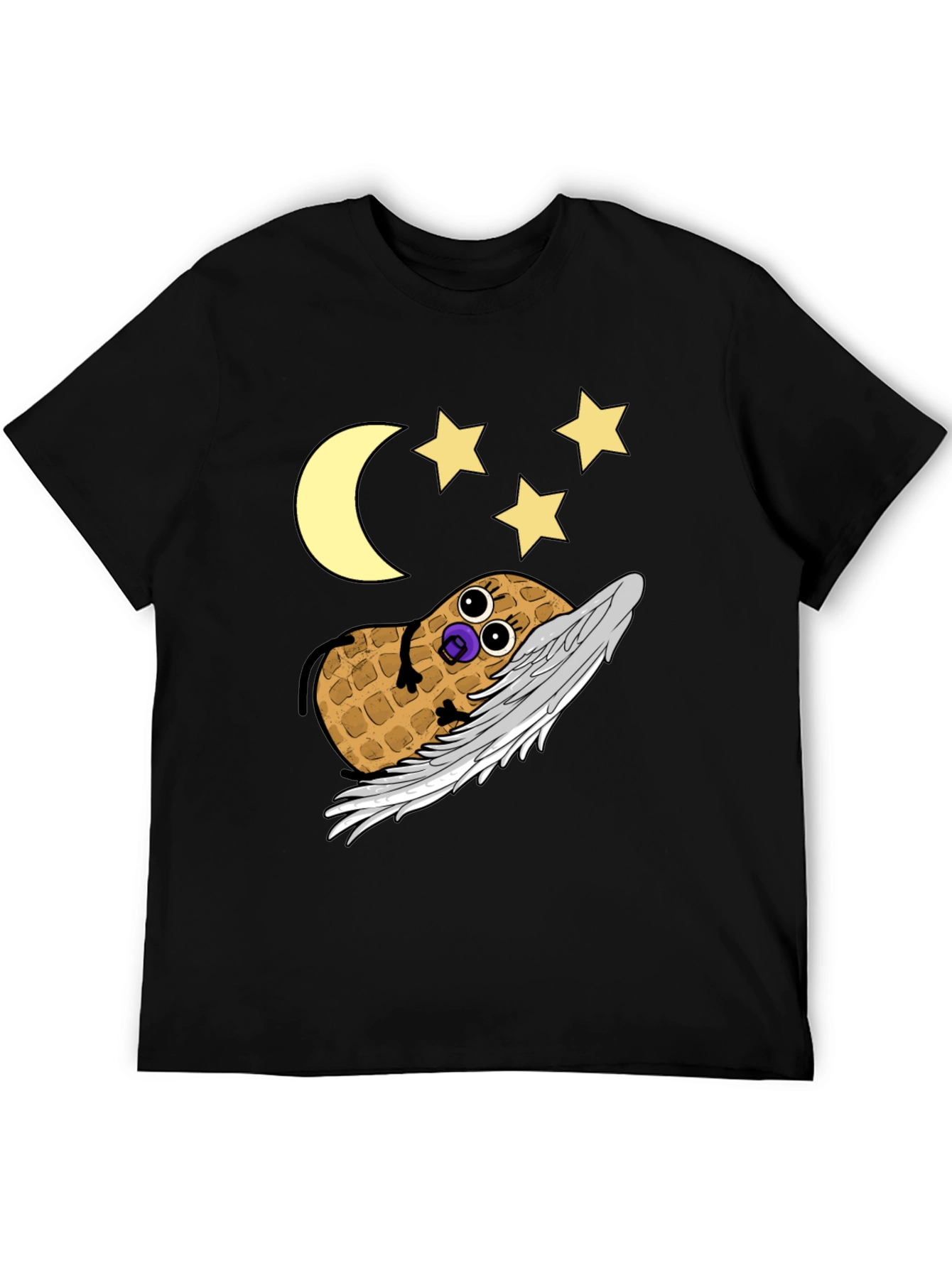 Black Whimsical Peanut Angel Graphic Tee view 5
