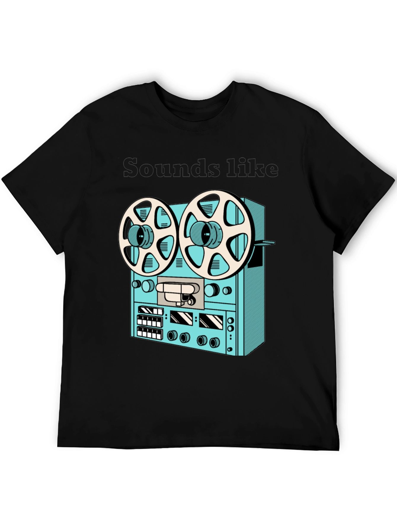 Black Vintage Reel-to-Reel T-Shirt - Retro Audio Style view 5