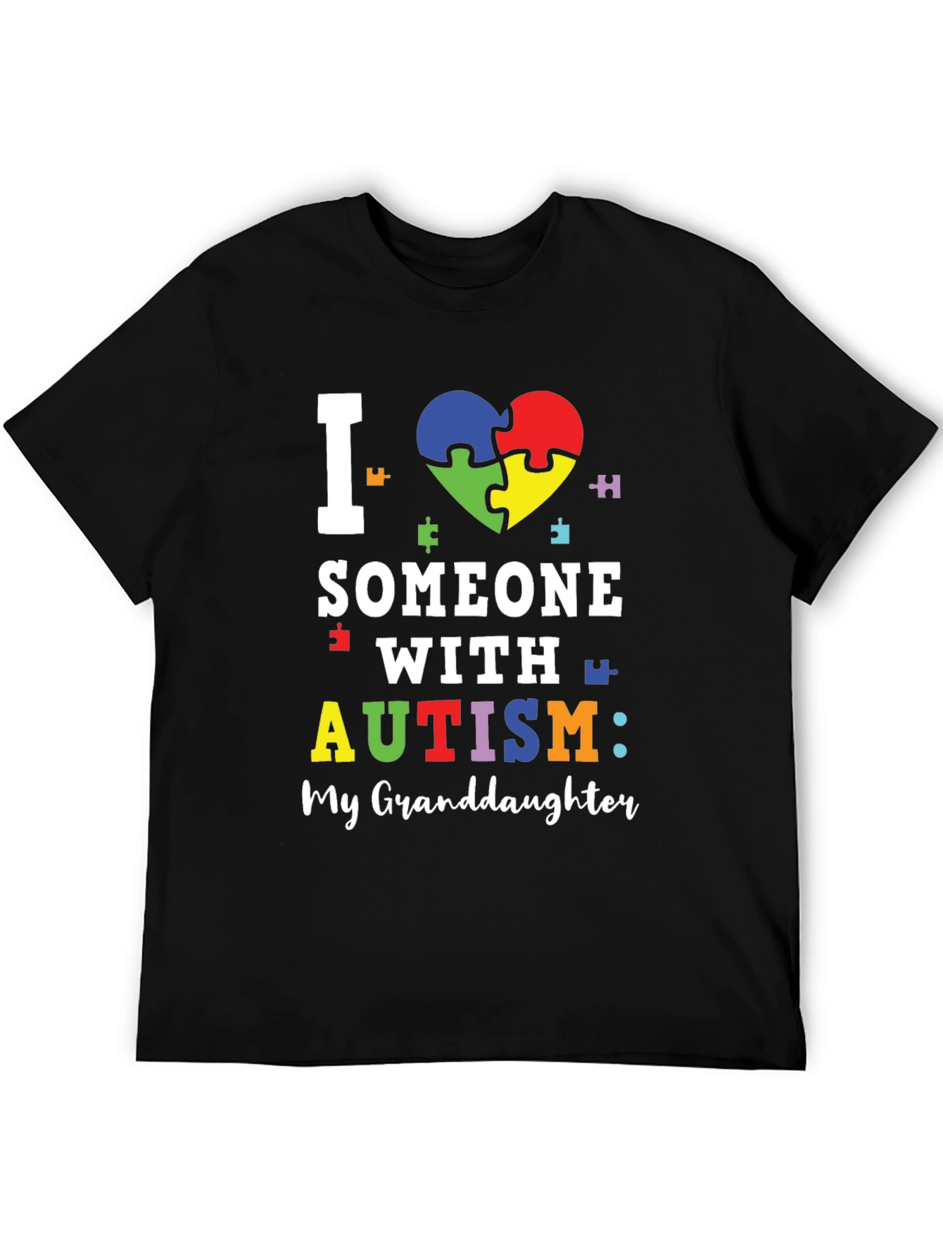 Black Autism Awareness T-Shirt: Granddaughter Love view 5