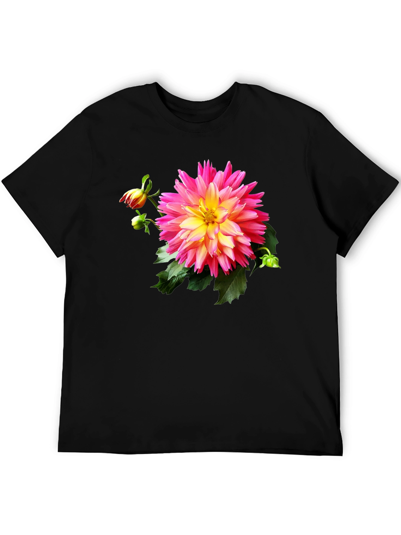 Black Floral Print T-Shirt - Men's Graphic Tee view 5