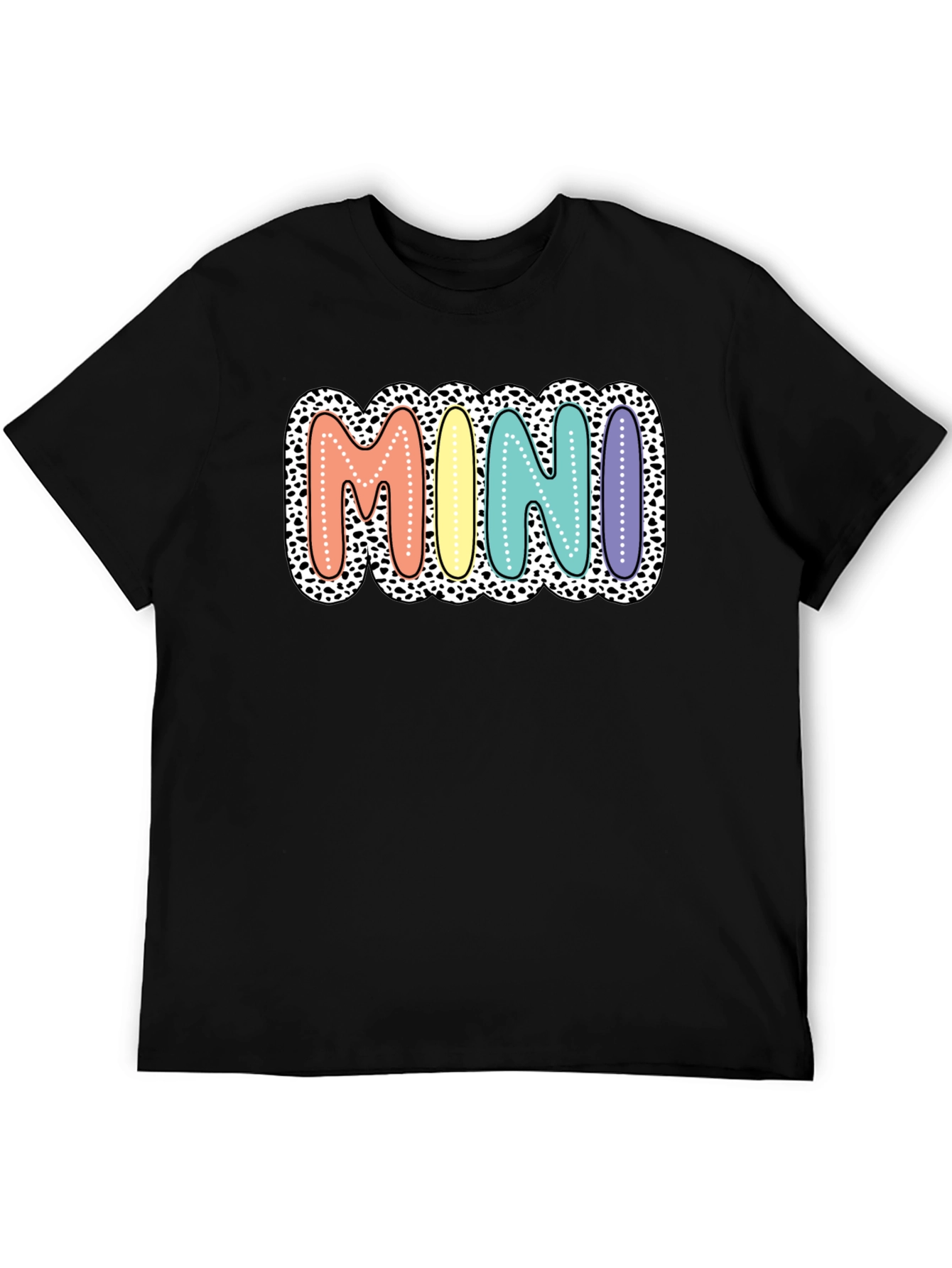 Black Mini Leopard Print Pastel Lettering Graphic Tee view 5