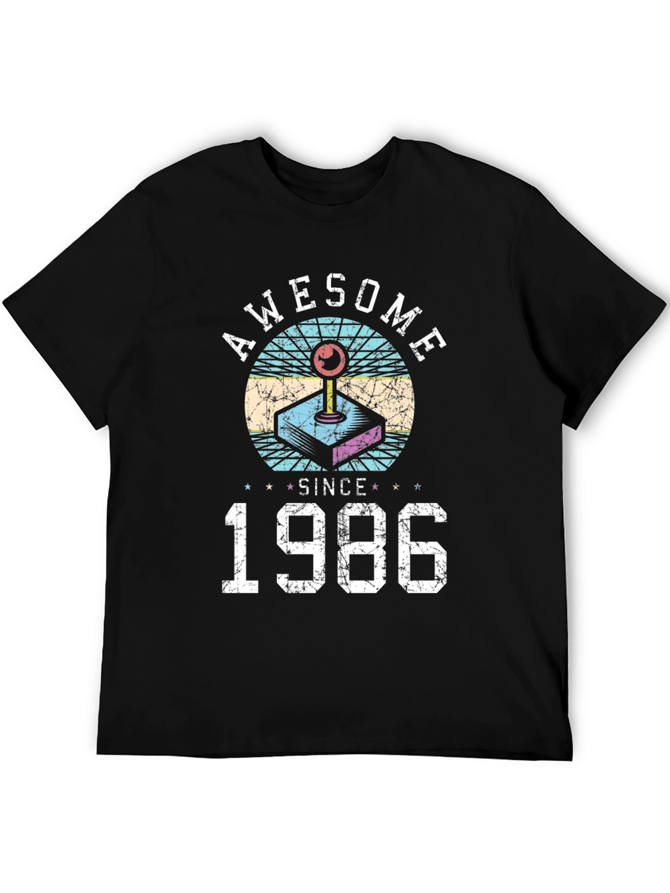 Black Awesome Since 1986 Retro Gaming T-Shirt view 5