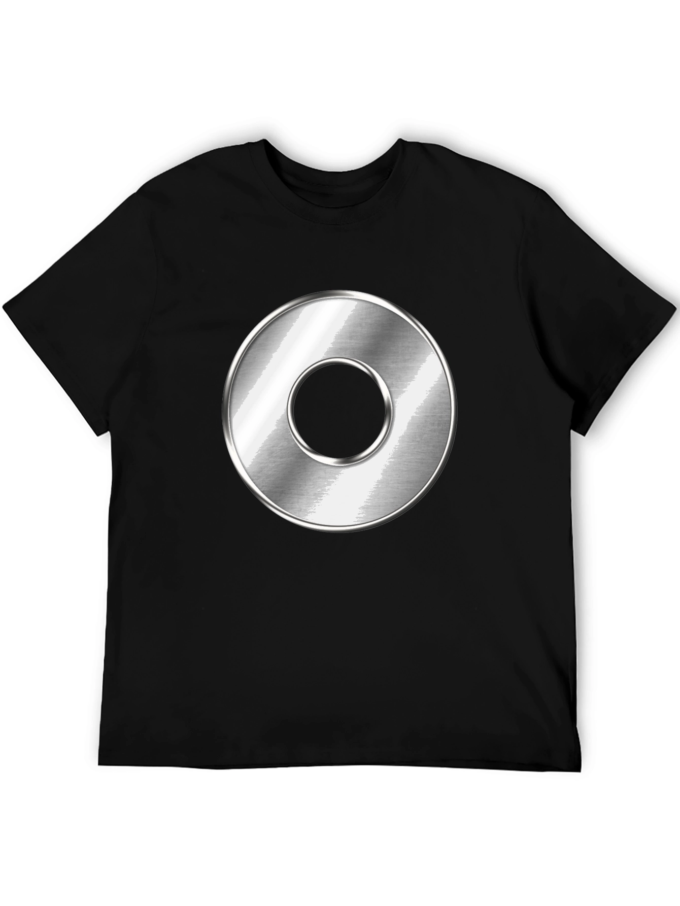 Black Men's Black T-Shirt with Metallic Circle Design view 5