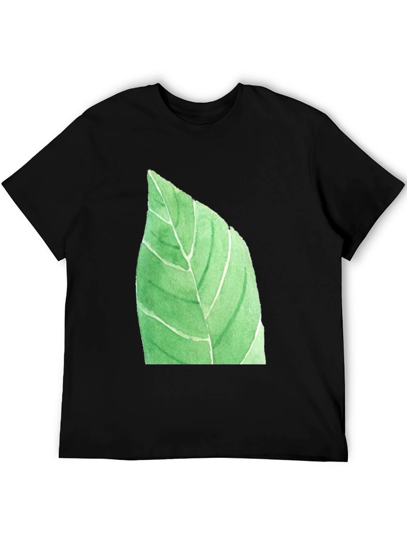Black Leaf Graphic Black T-Shirt - Nature Inspired Casual Wear view 5