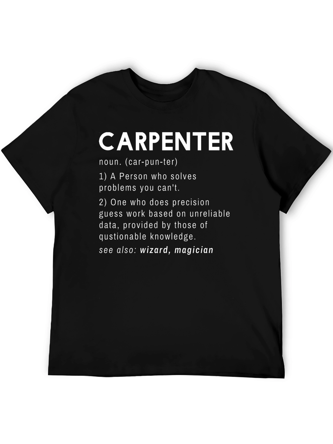 Black Funny Carpenter Definition Graphic T-Shirt view 5