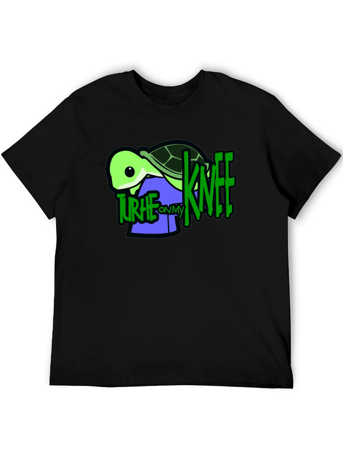 Black Turtle On My Knee Graphic T-Shirt view 5