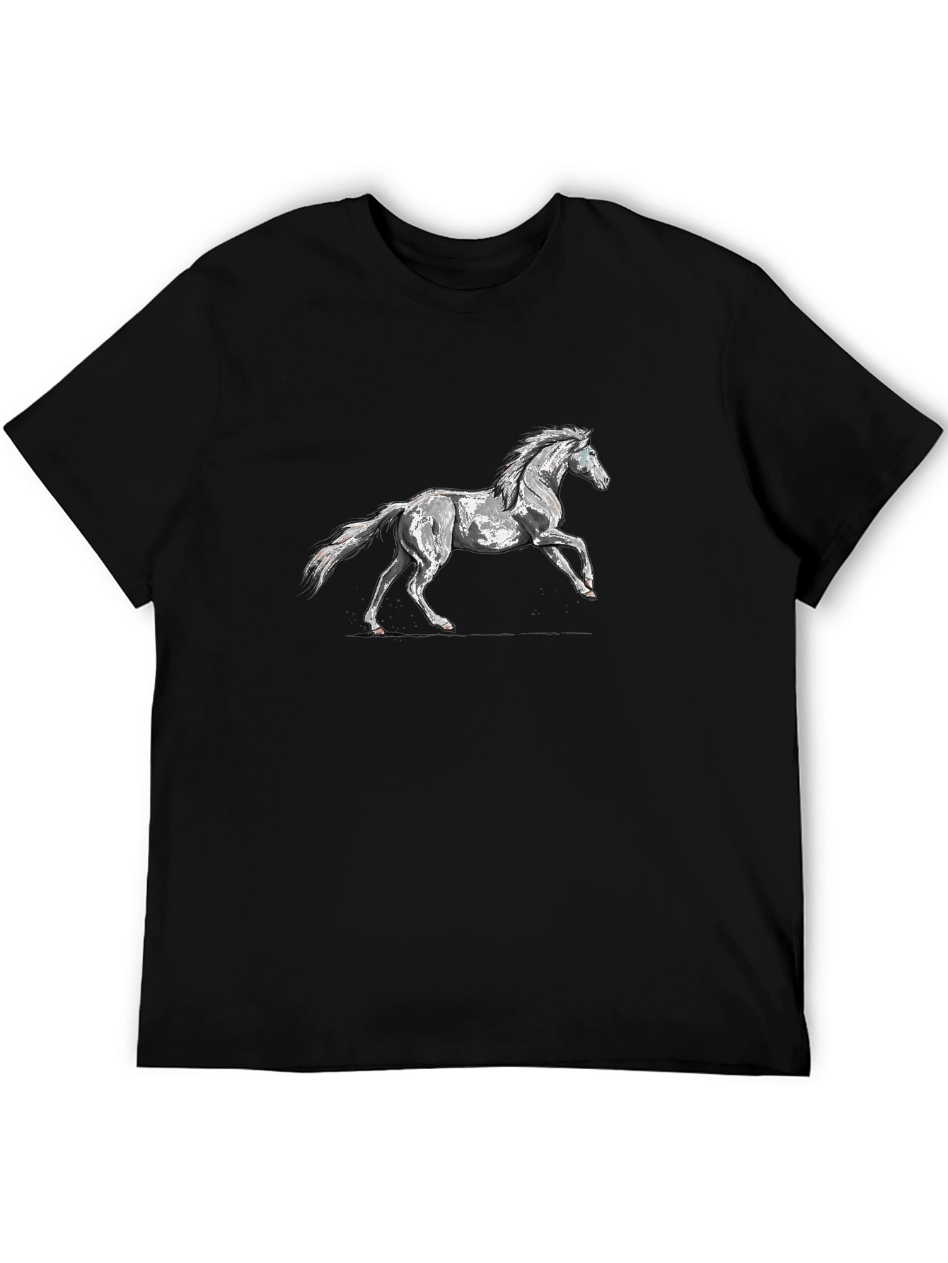 Black Black T-Shirt with Horse Graphic view 5