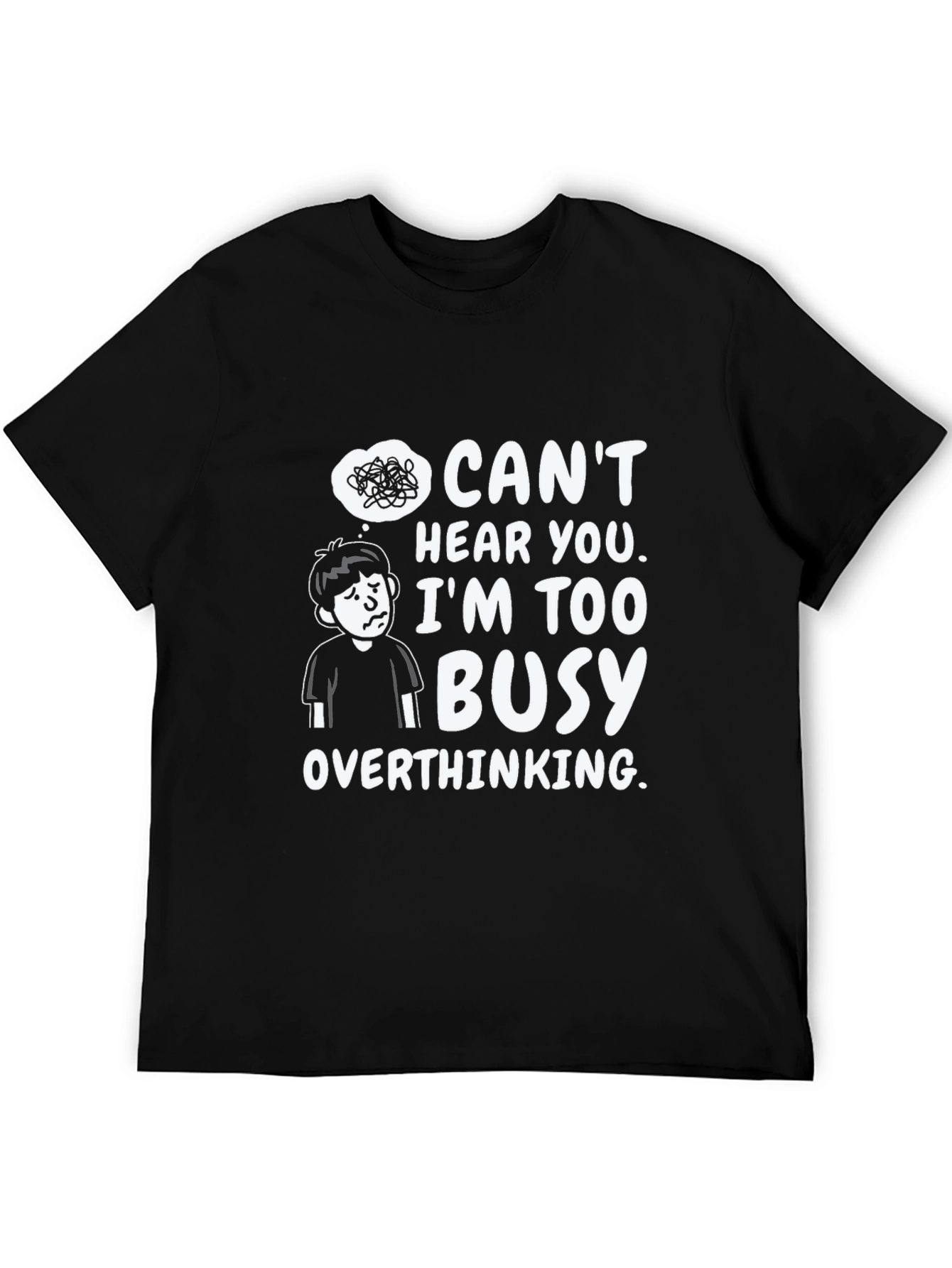 Black Overthinking T-Shirt - Funny Graphic Tee view 5