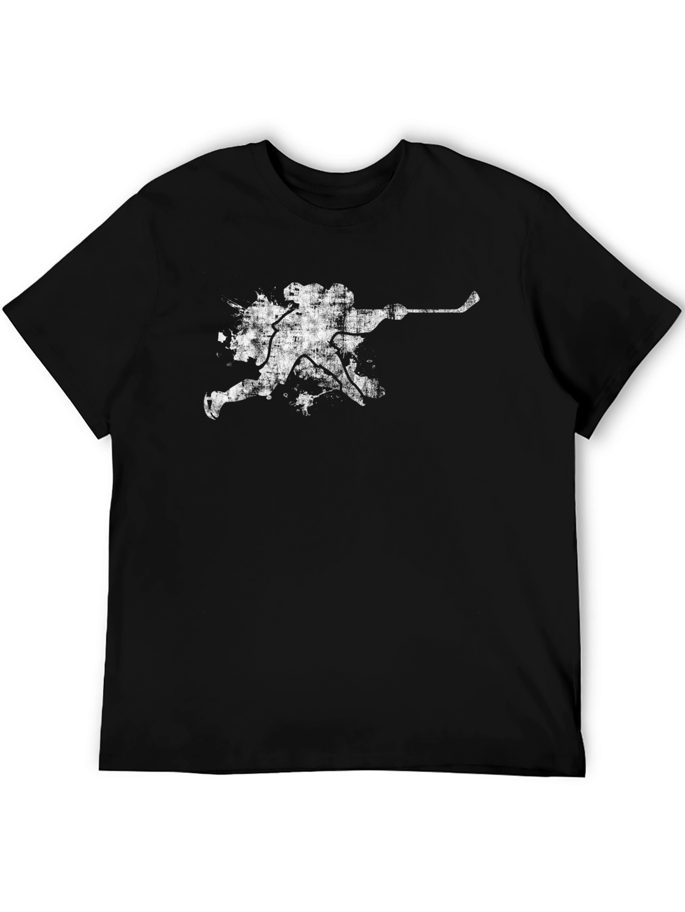 Black Grunge Hockey Player T-Shirt - Black view 5