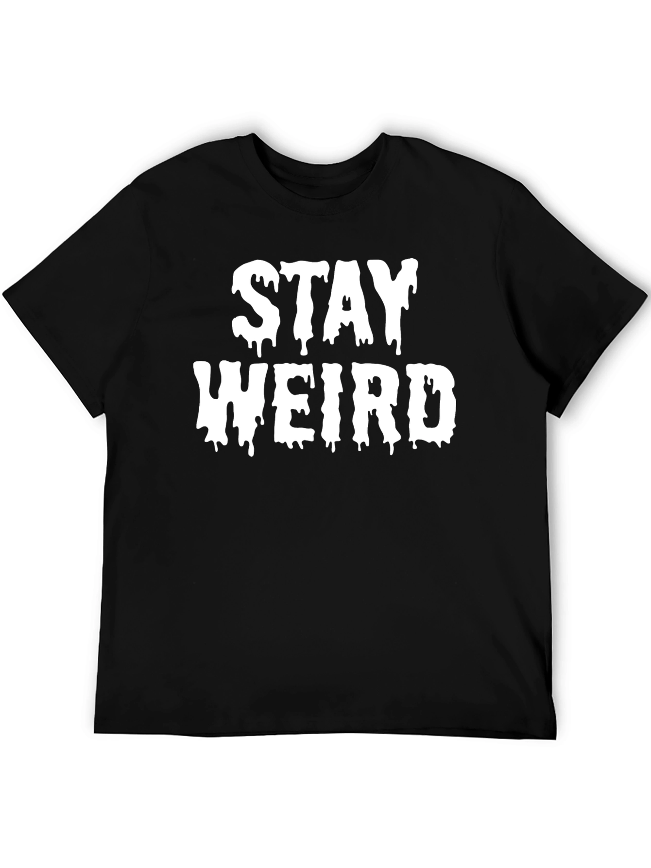 Black Stay Weird Graphic Tee - Black Cotton T-Shirt view 5