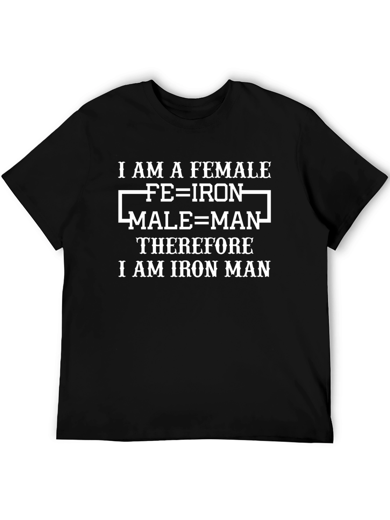 Black I Am Iron Man T-Shirt - Funny Chemistry Joke Tee view 5