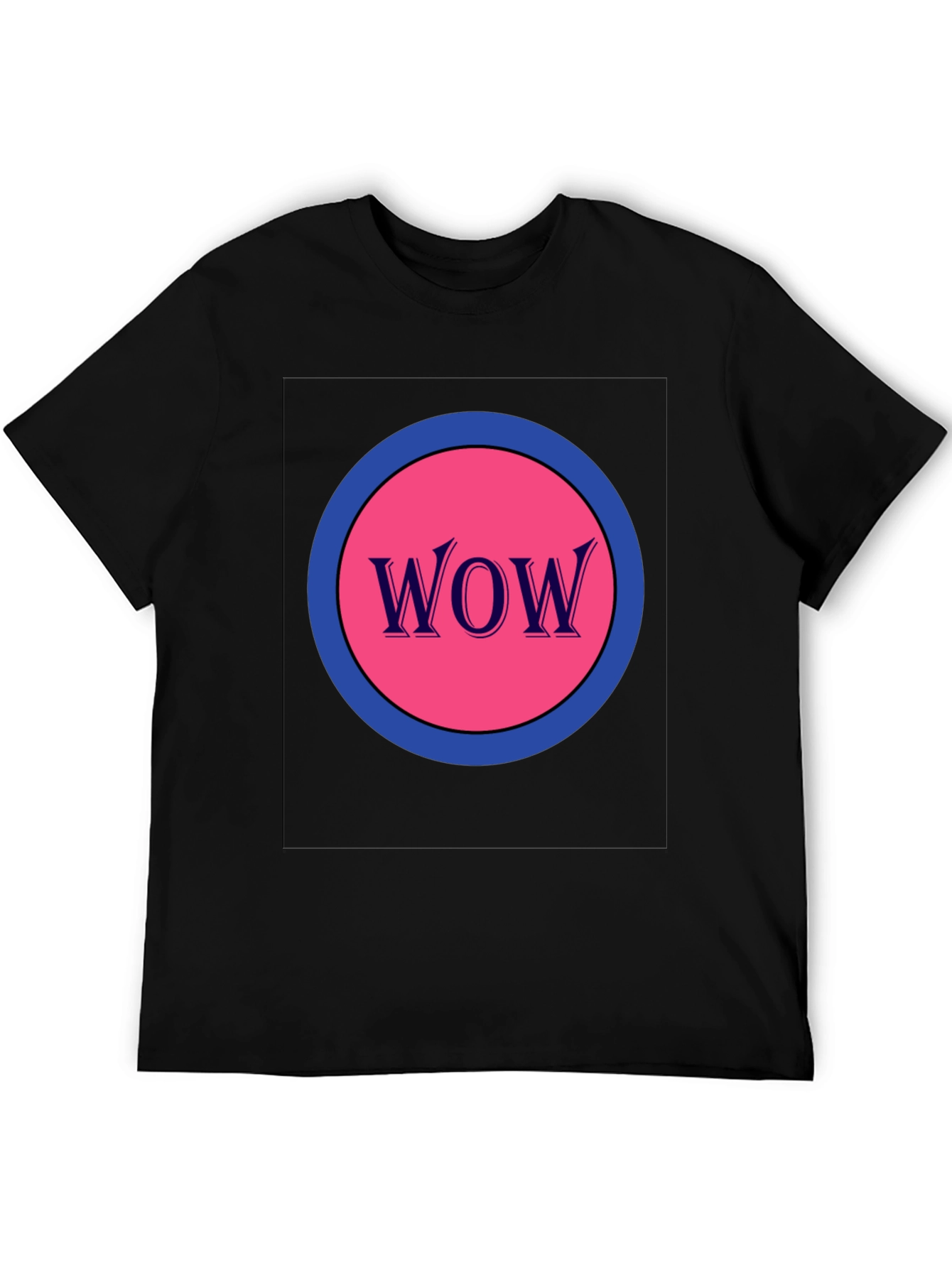 Black WOW! Graphic Print Crew Neck Short Sleeve Tee view 5