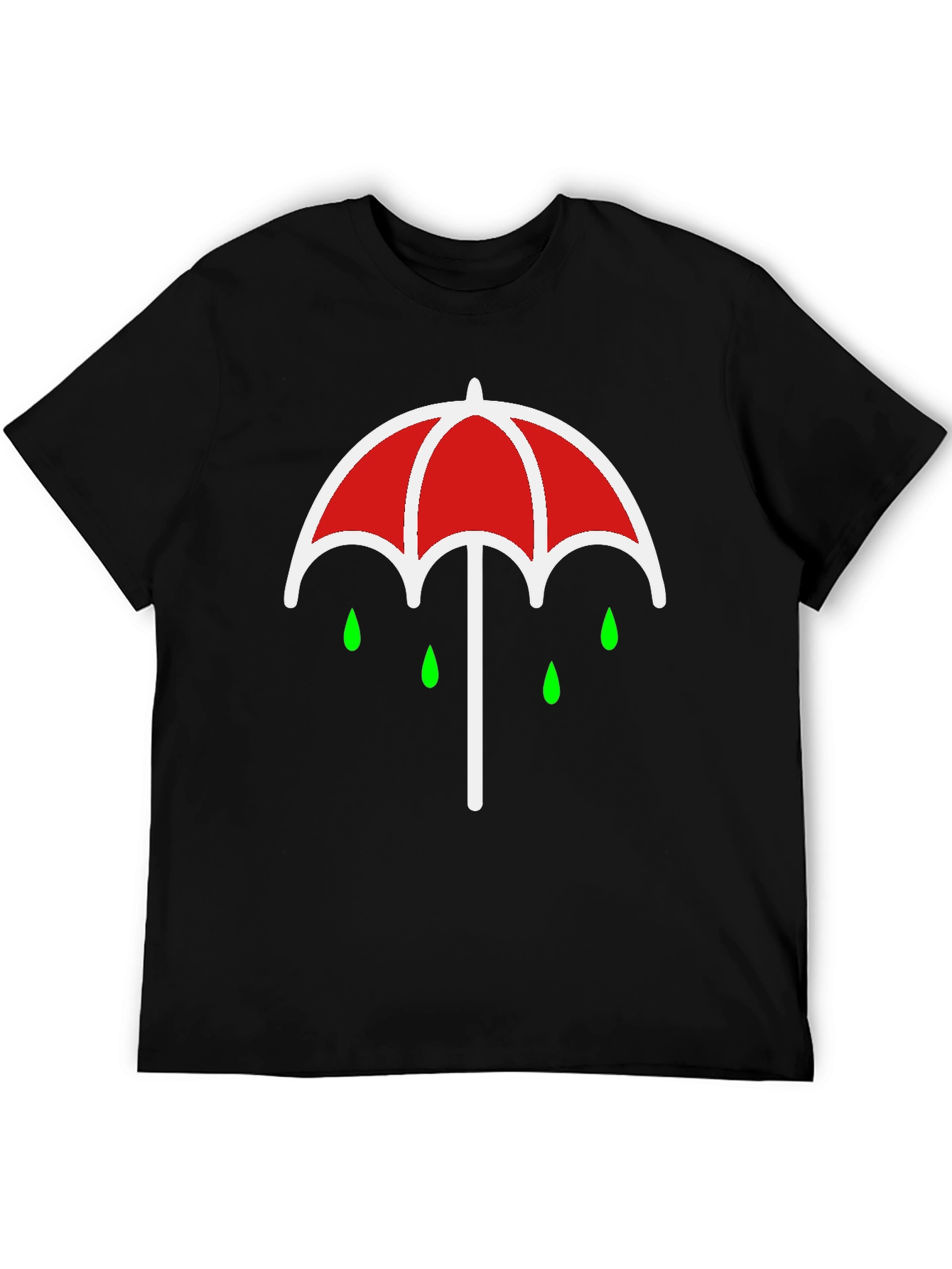 Black Umbrella Rain Drop Graphic T-Shirt - Black view 5