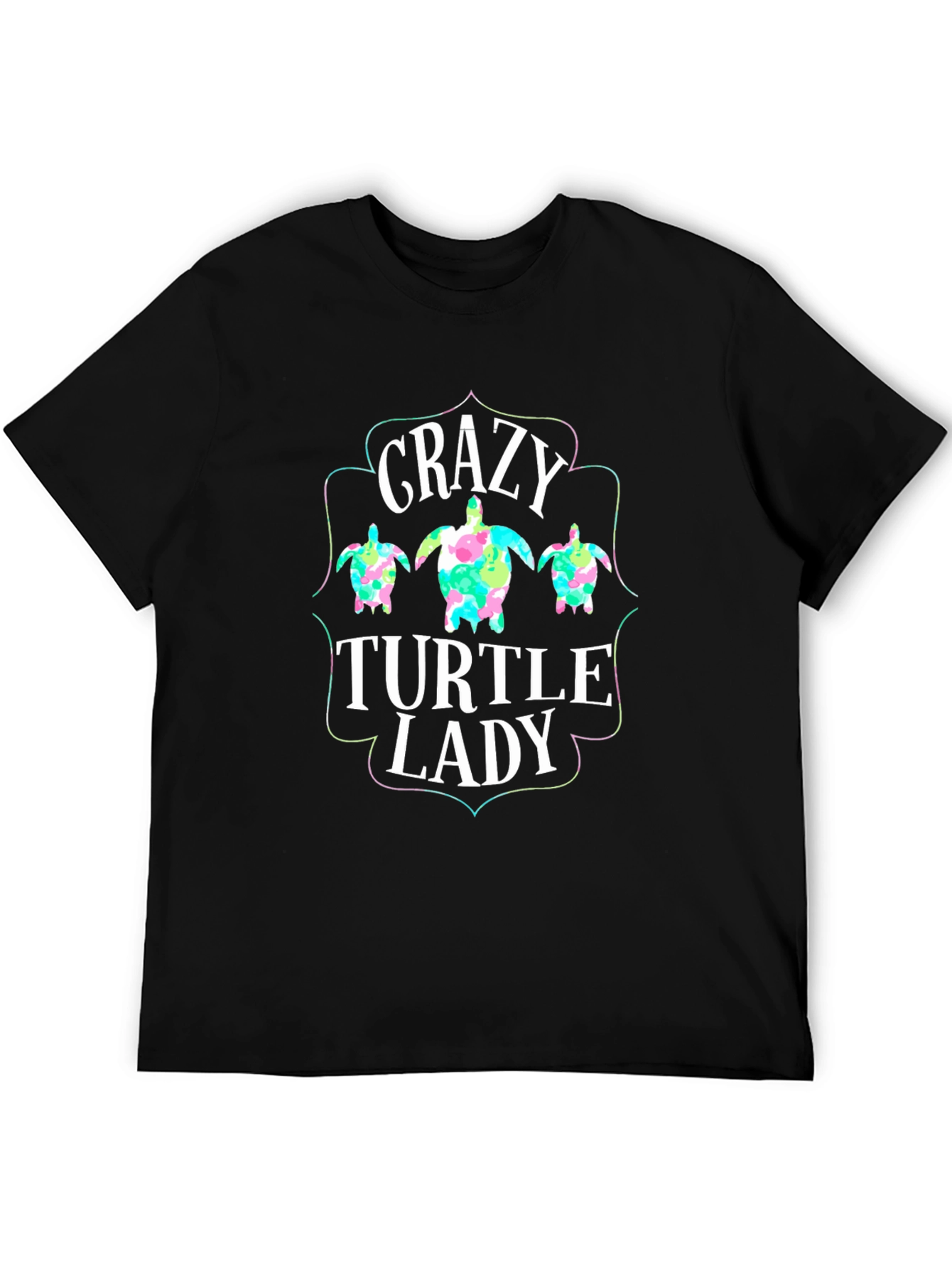 Black Crazy Turtle Lady Graphic T-Shirt - Black view 5