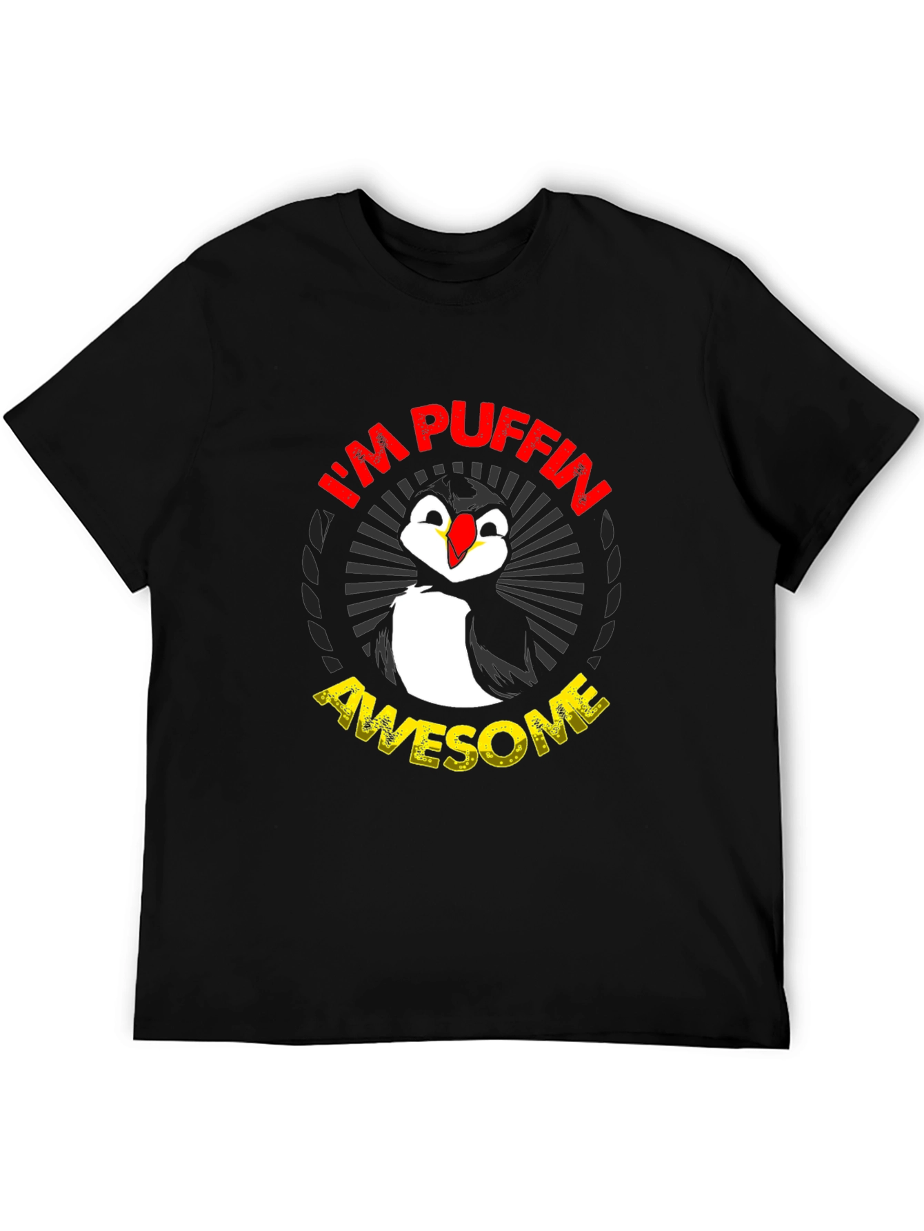 Black I'm Puffin Awesome Graphic T-Shirt view 5