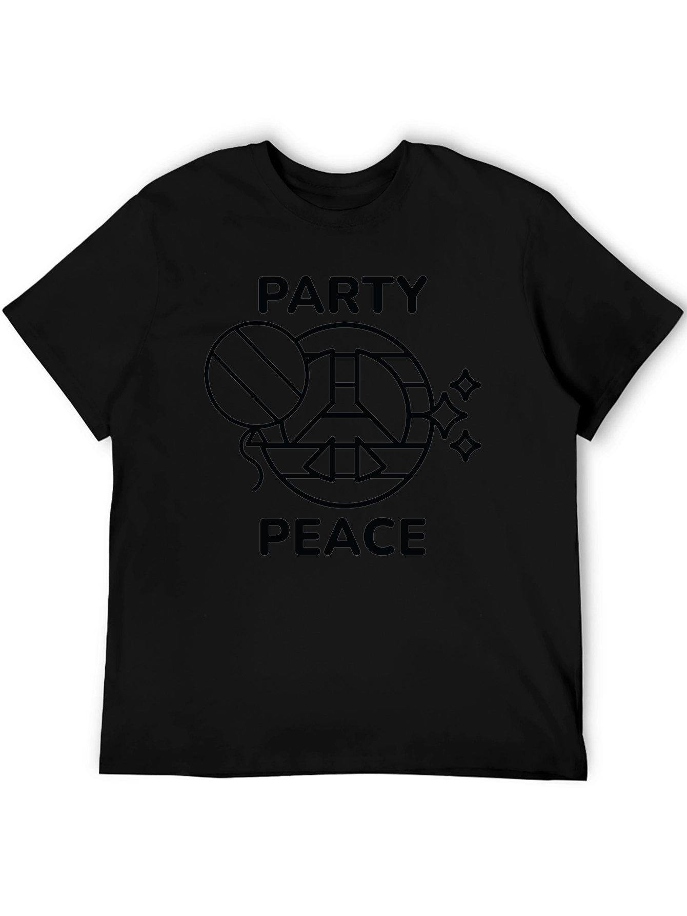 Black Party Peace T-Shirt - Black Graphic Tee view 5