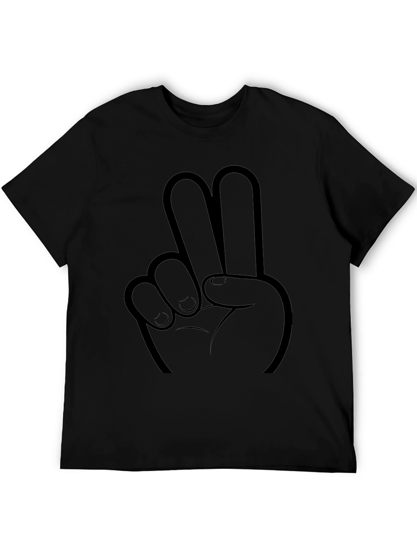 Black Peace Sign Graphic Tee - Black Cotton Comfort view 5