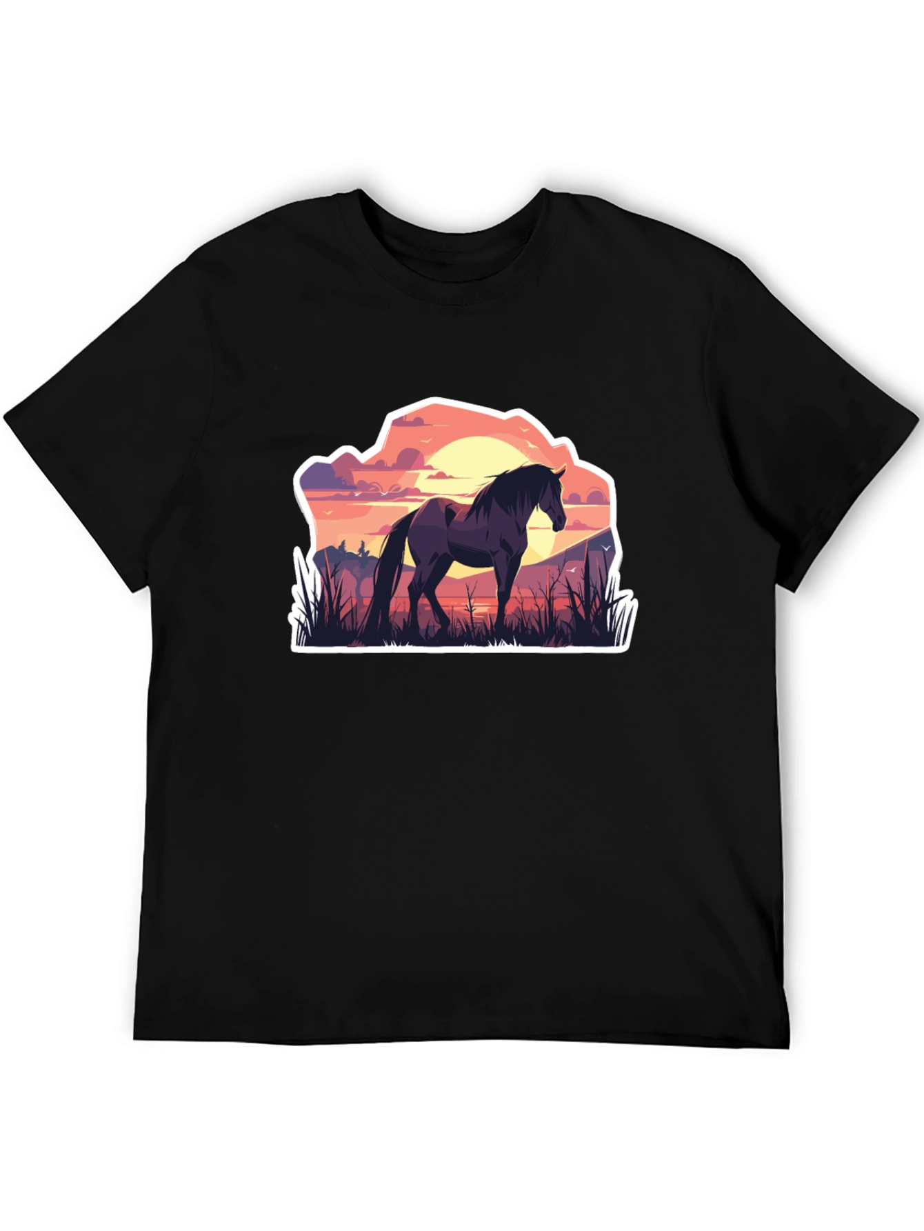 Black Horse Silhouette Graphic Tee - Nature Inspired T-Shirt view 5