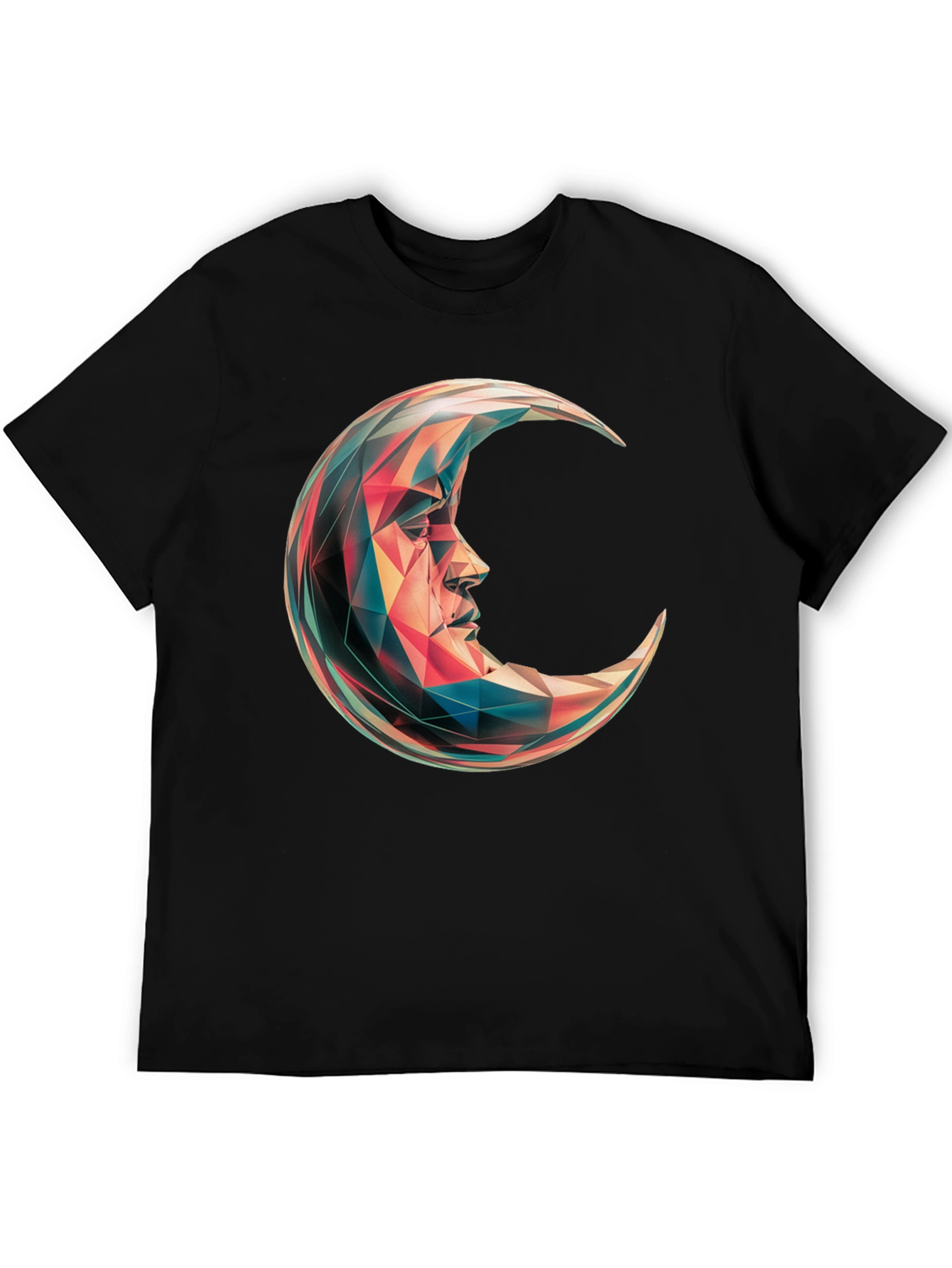 Black Geometric Crescent Moon Graphic T-Shirt - Black view 5