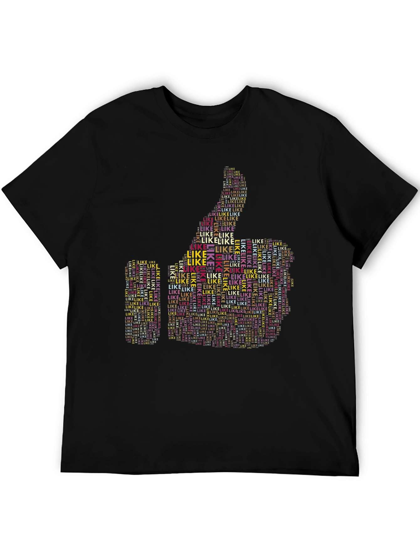 Black Thumbs Up Word Art T-Shirt view 5