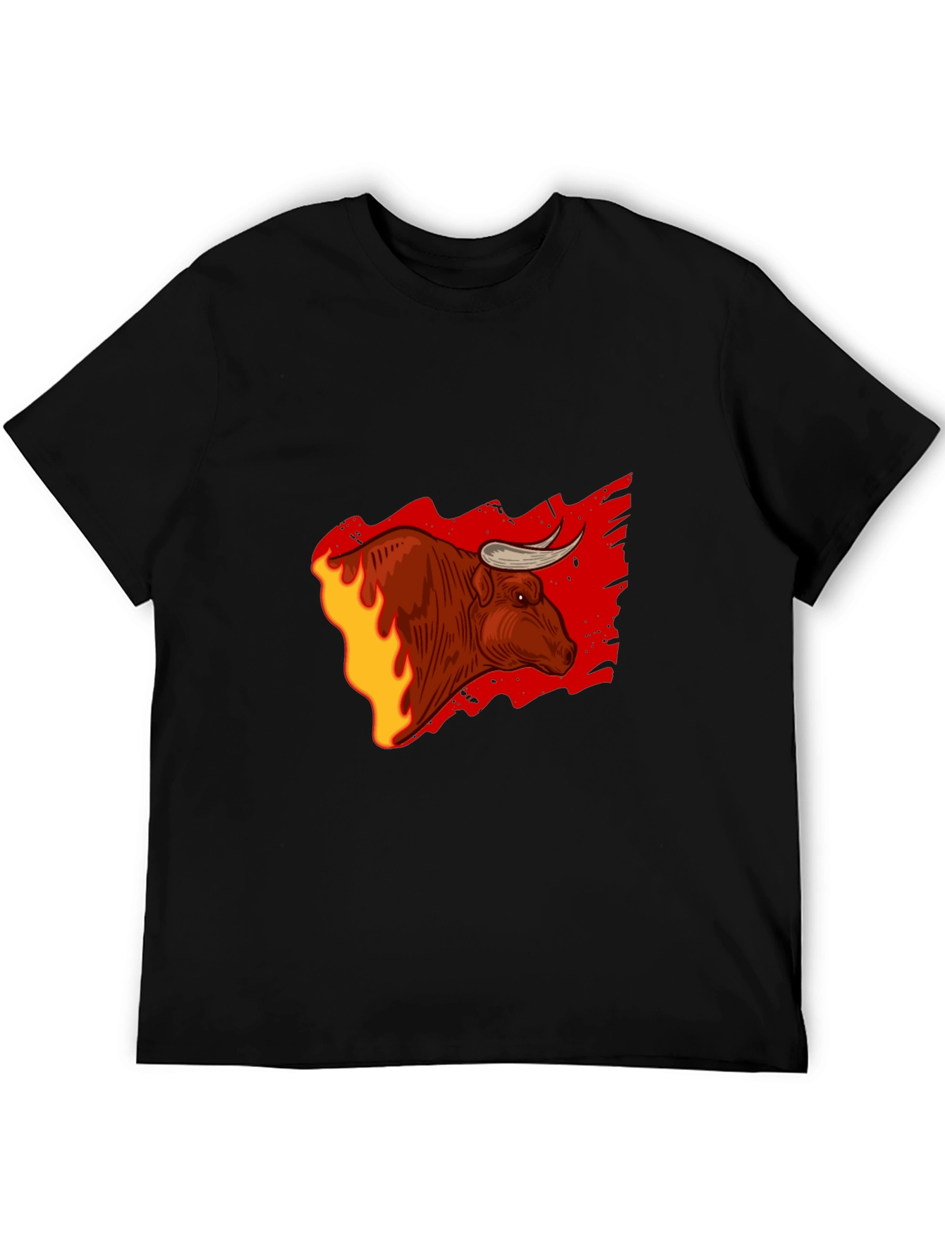 Black Fiery Bull Graphic Tee - Bold Black T-Shirt view 5