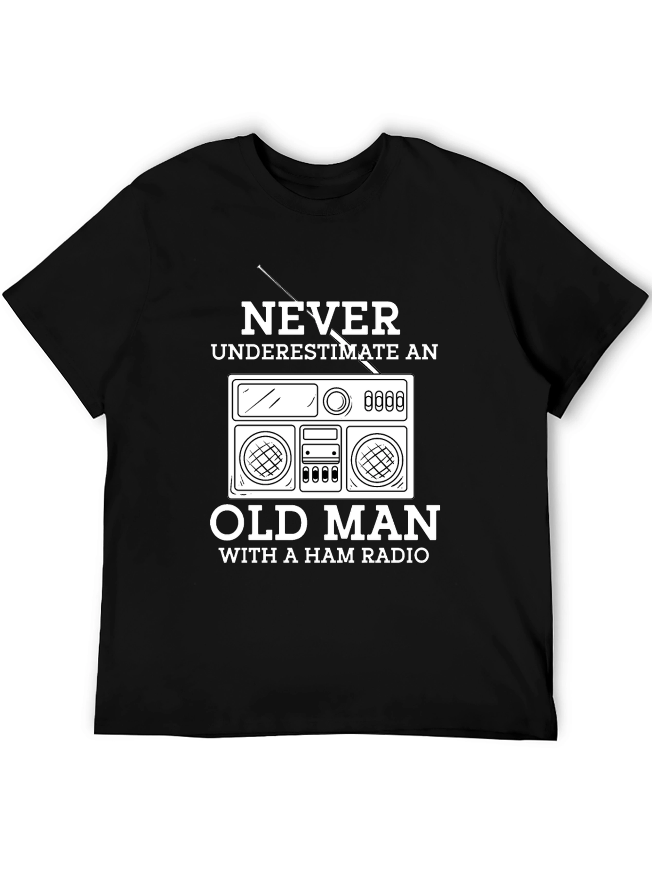 Black Ham Radio Old Man T-Shirt - Never Underestimate view 5