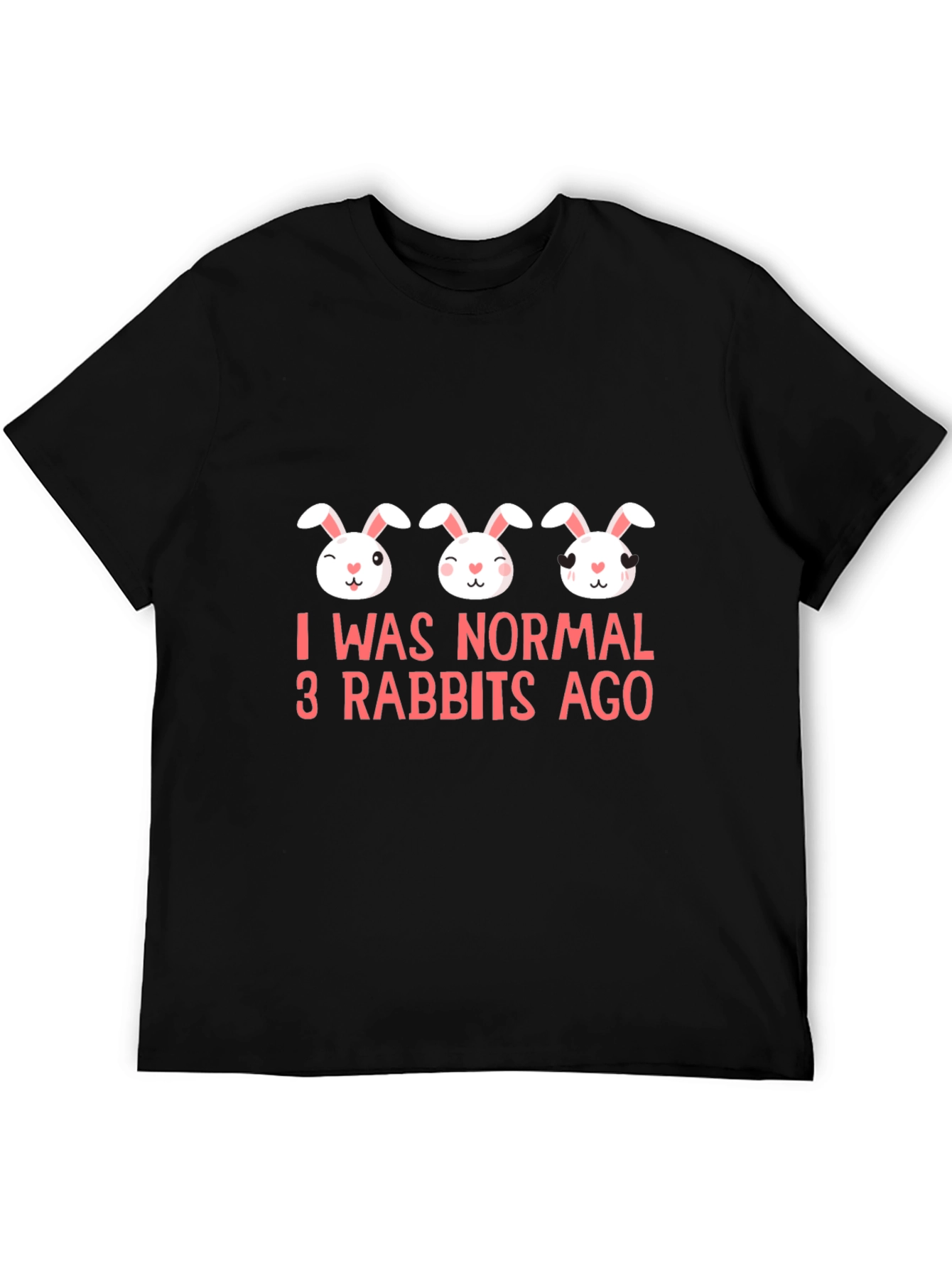 Black Funny Rabbit Graphic Print Black T-Shirt view 5