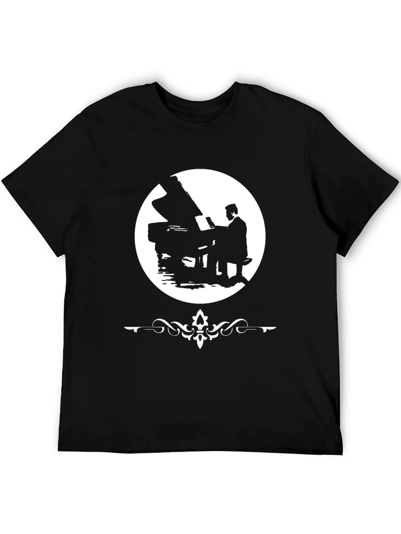 Black Piano Player Graphic Tee - Stylish Music Lover T-Shirt view 5
