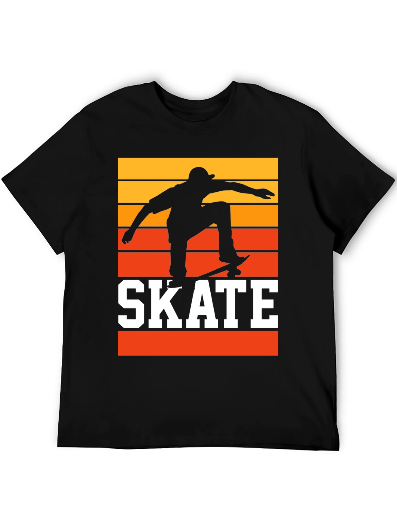 Black Retro Skateboarding T-Shirt - Sunset Skater Tee view 5