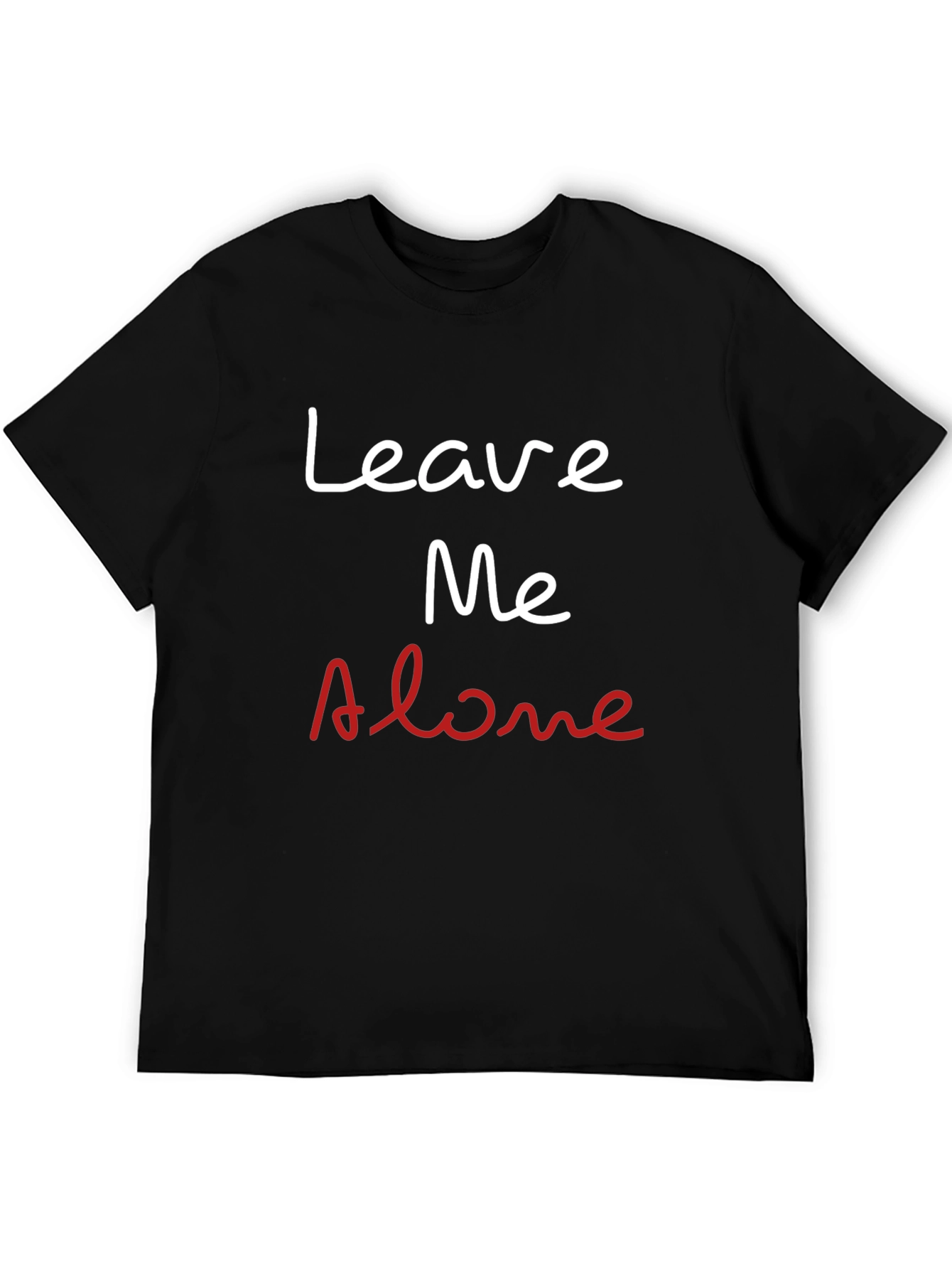 Black Leave Me Alone Slogan Black T-Shirt view 5