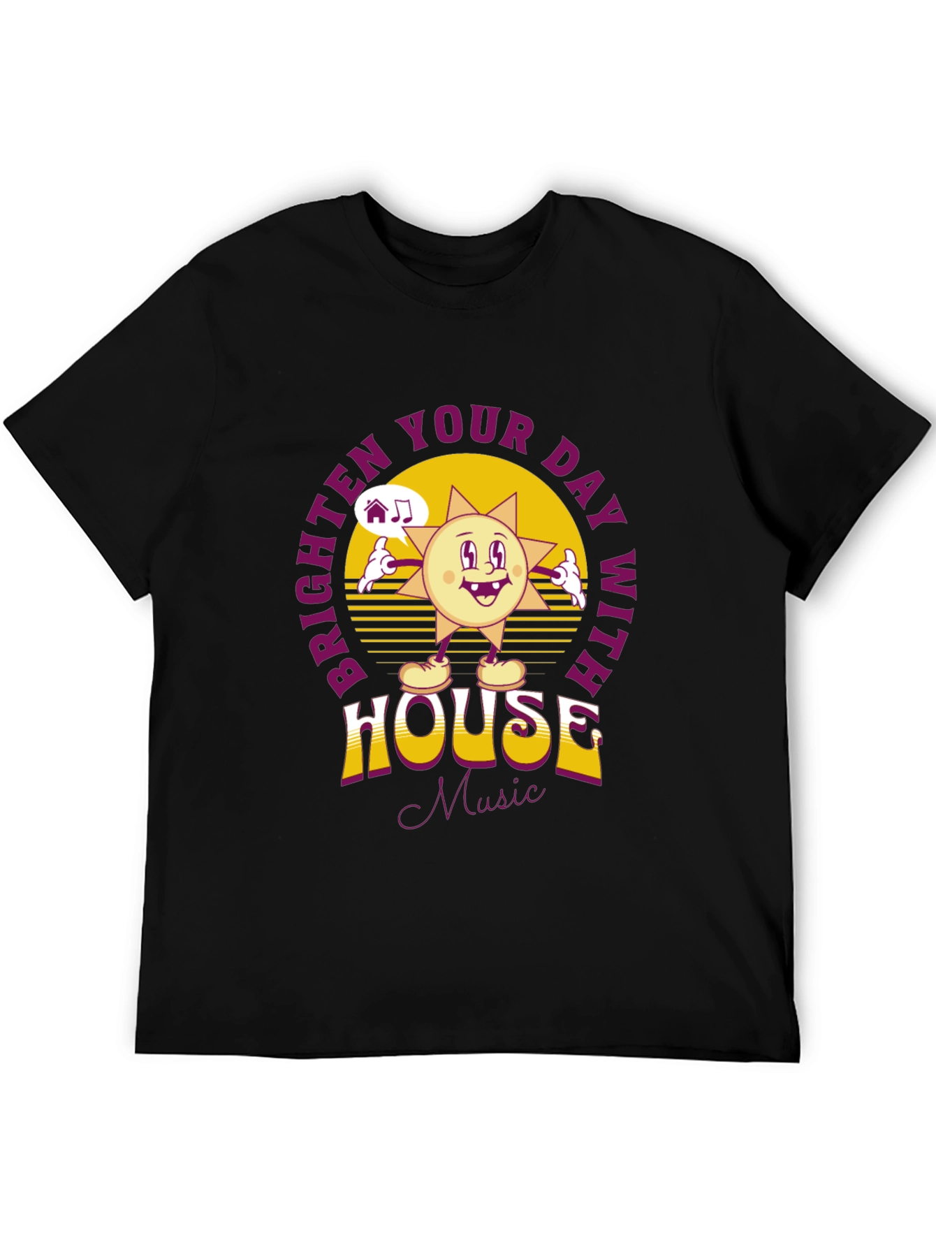 Black Brighten Your Day House Music T-Shirt view 5