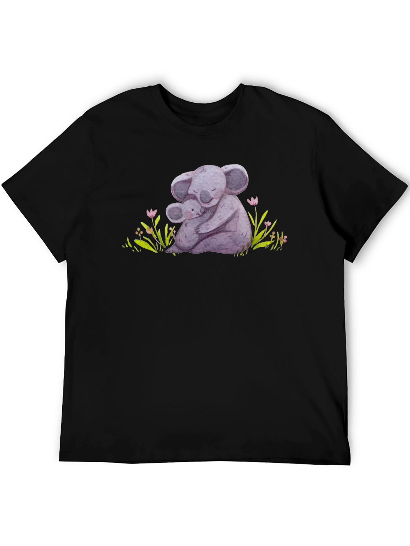 Black Koala Hug Graphic Tee - Soft Comfort view 5
