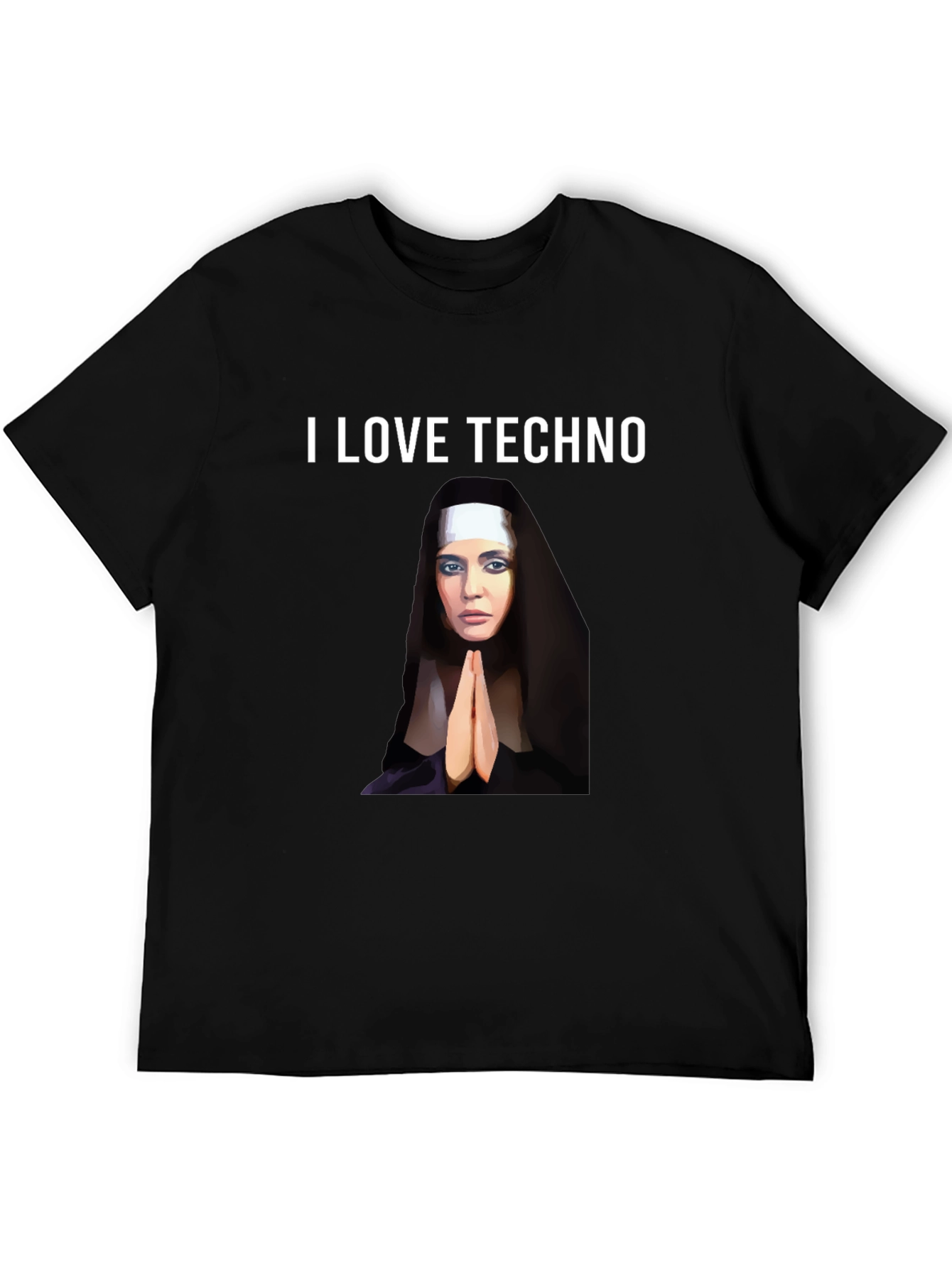 Black I Love Techno Graphic T-Shirt view 5