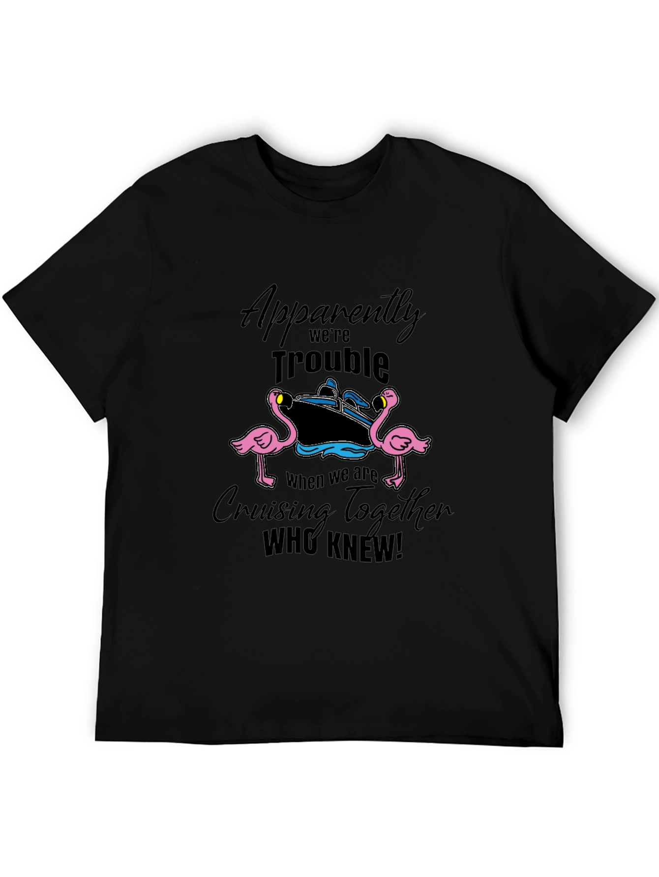Black Cruise Trouble Flamingo Graphic Tee view 5