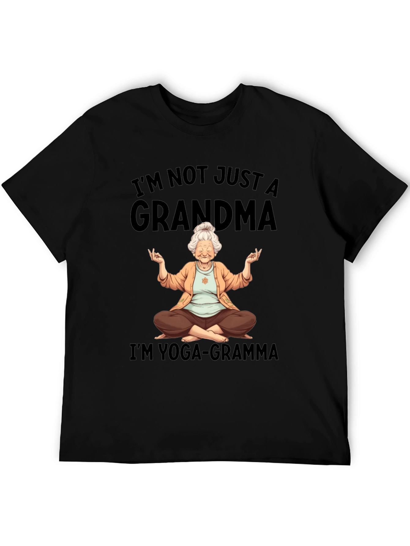 Black Yoga Grandma T-Shirt - I'm Not Just a Grandma view 5