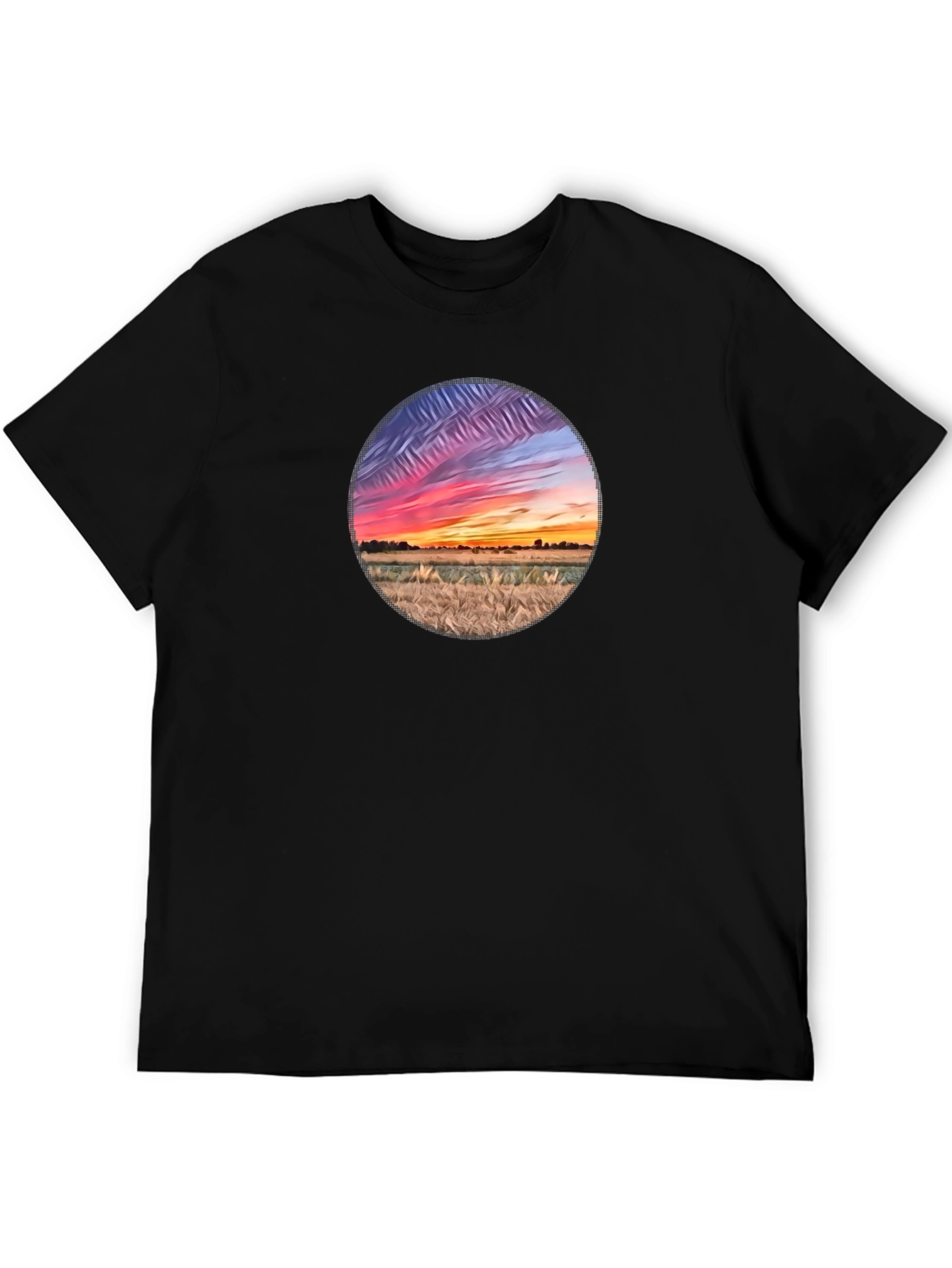 Black Sunset Field Graphic Tee - Black Cotton Blend view 5