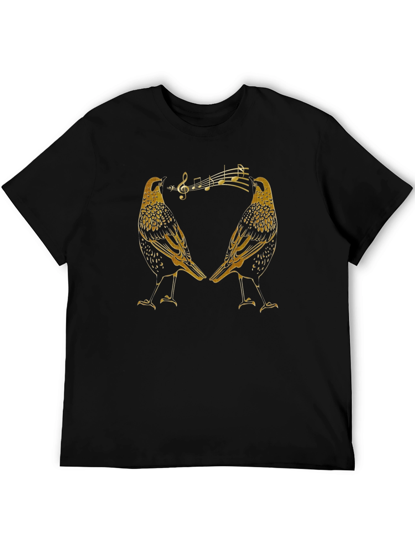 Black Singing Starlings Graphic Tee - Black Cotton T-Shirt view 5