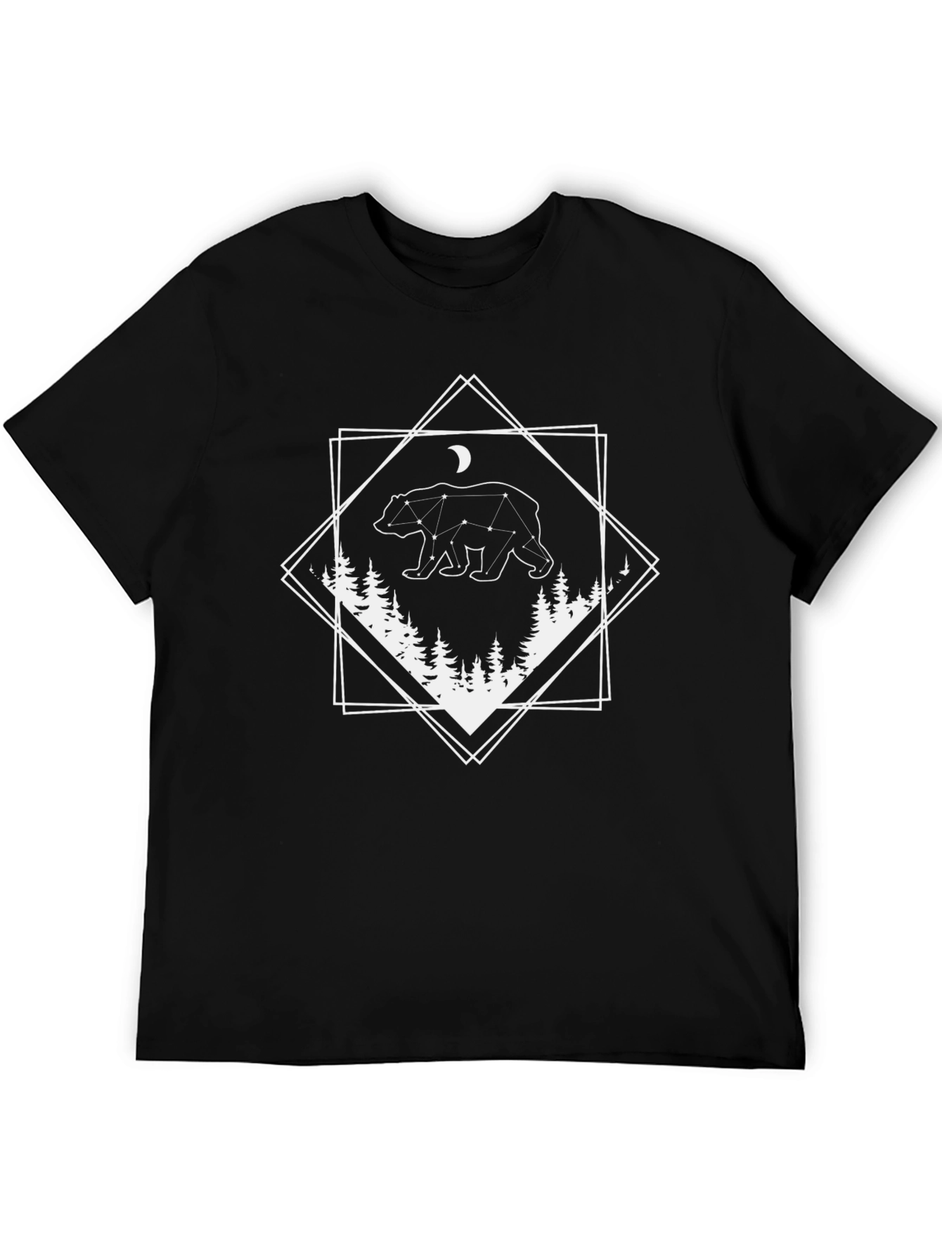 Black Geometric Bear Constellation Graphic Tee - Black view 5