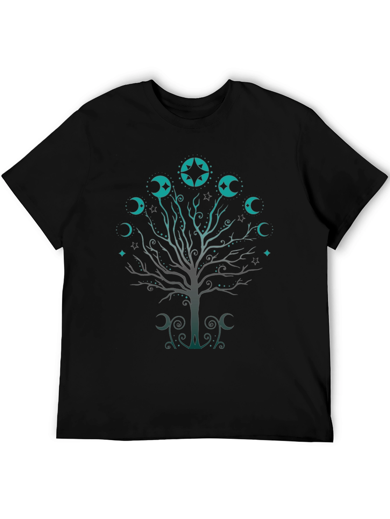 Black Mystic Moon Tree Black T-Shirt view 5