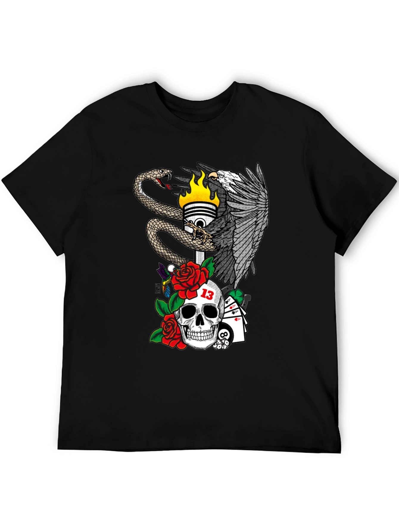 Black Eagle Snake Skull T-Shirt view 5