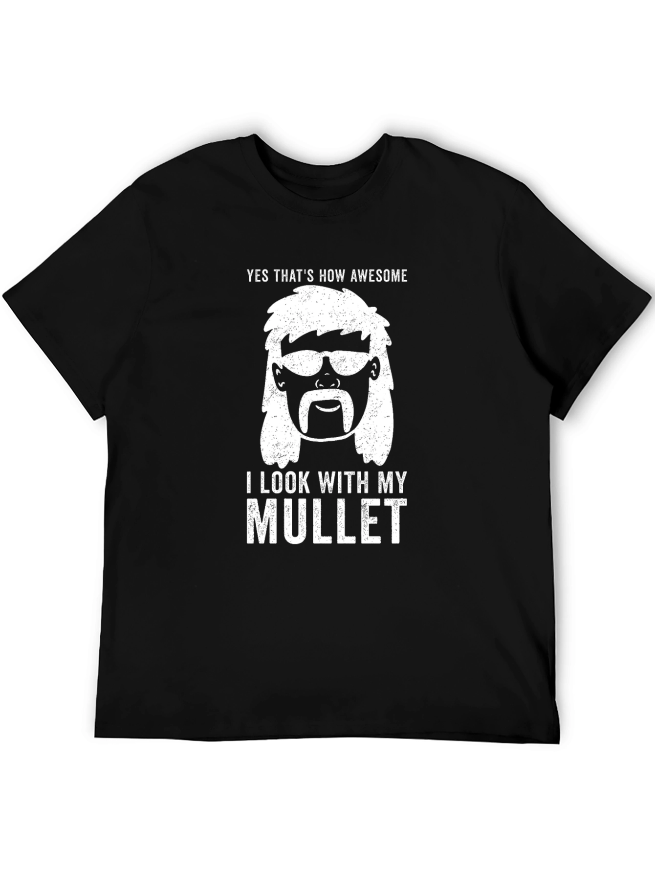 Black Awesome Mullet T-Shirt - Funny Graphic Tee view 5