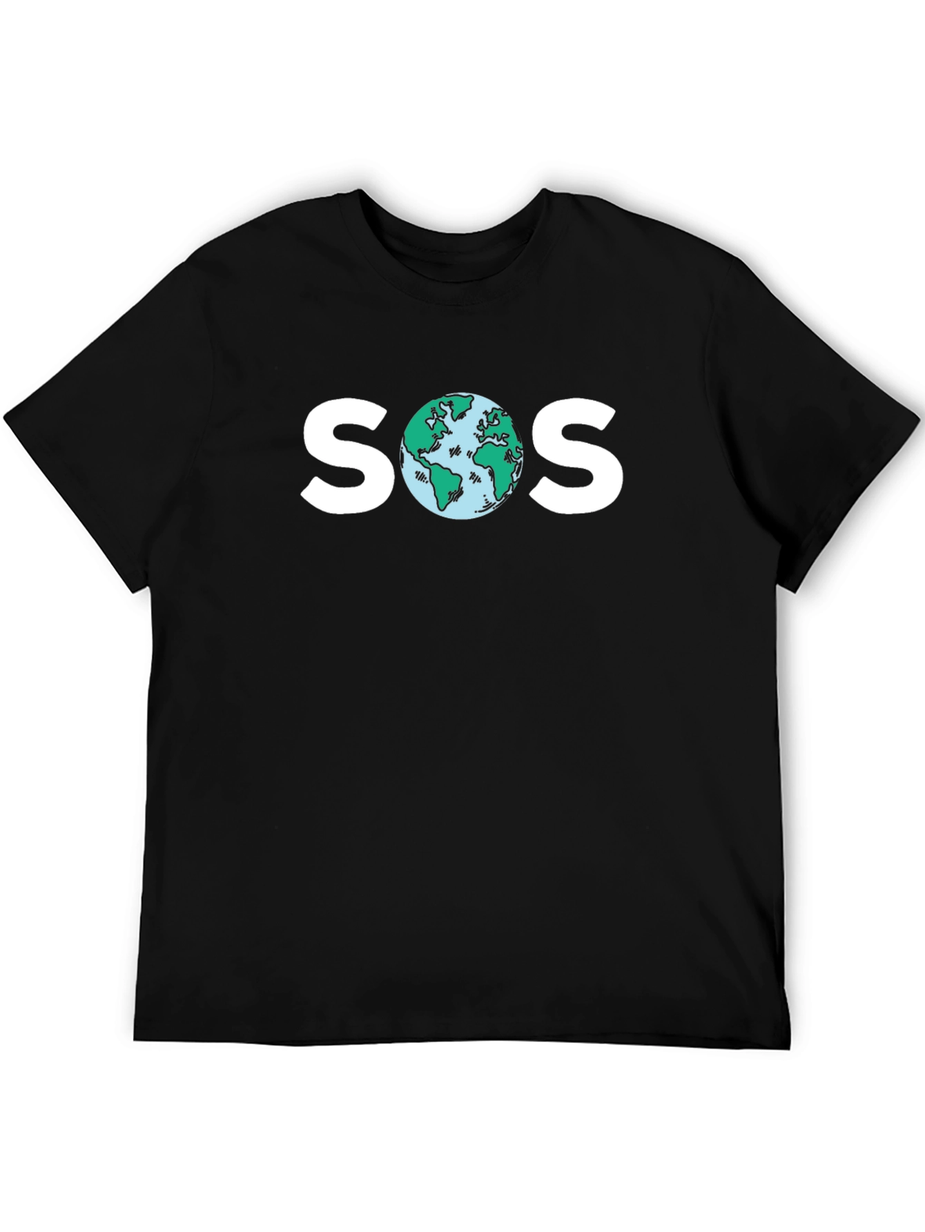 Black SOS Planet Earth T-Shirt - Save Our World! view 5