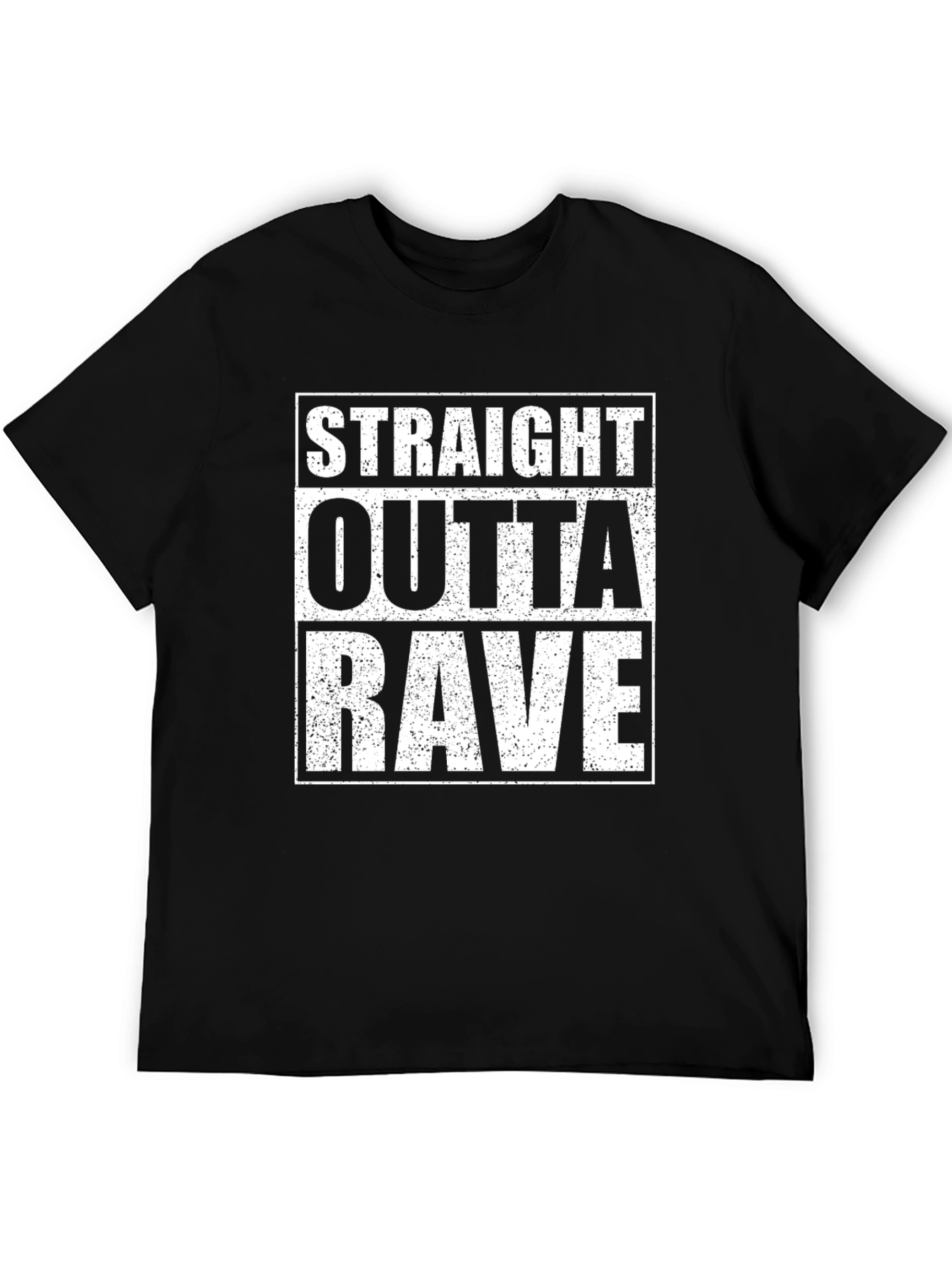 Black Straight Outta Rave Graphic Tee - Black Cotton T-Shirt view 5